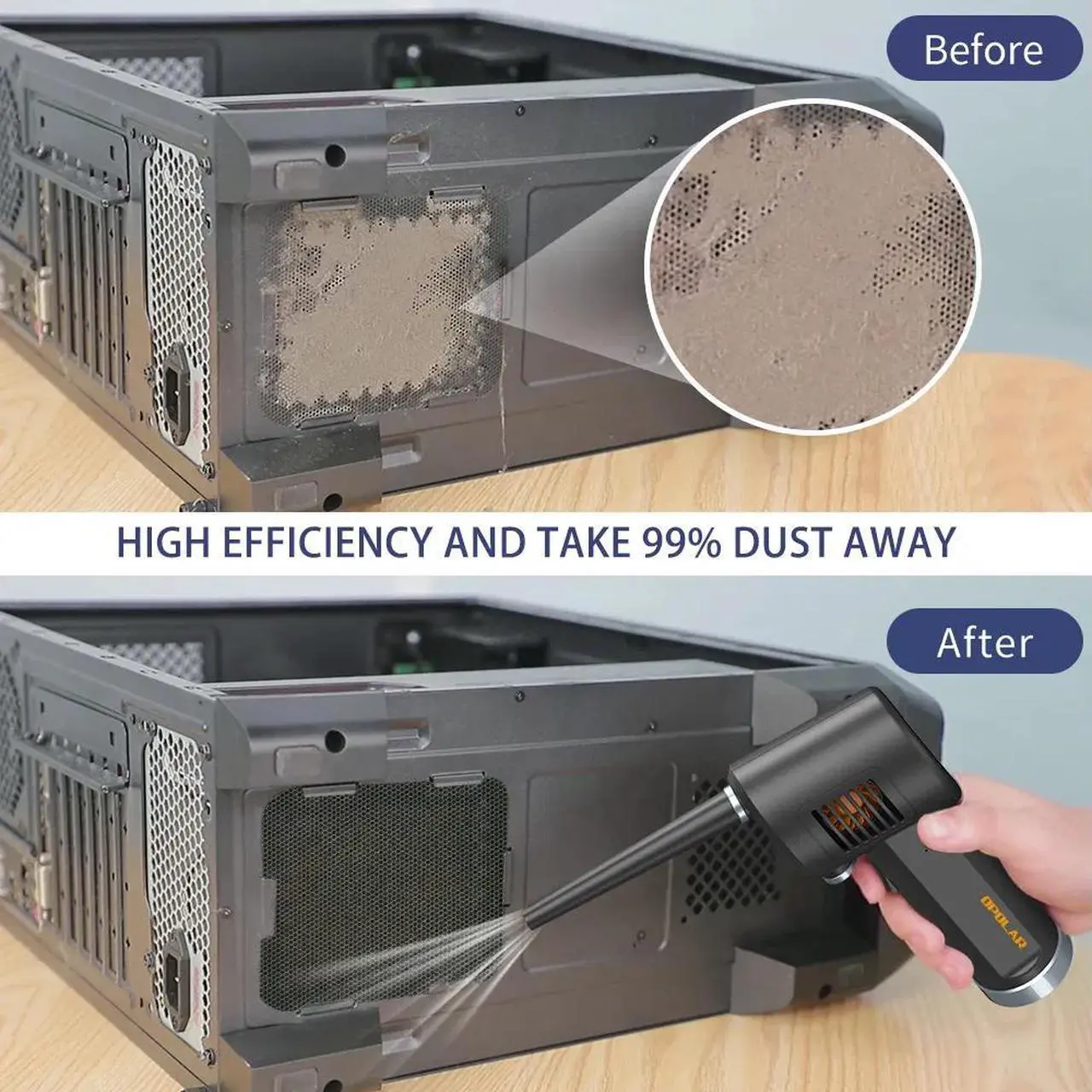 Alt view image 4 of 4 - Compressed Air Duster, New Generation Canned Air, 33000 RPM Electric Air Can for Computer Keyboard Electronics Cleaning, 6000mAh Rechargeable Battery, Reusable Dust Destroyer RT