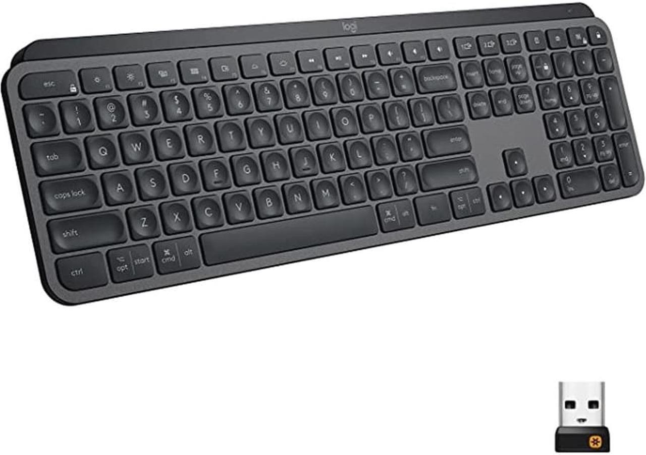 Alt view image 2 of 9 - Logitech MX Keys Advanced Wireless Illuminated Keyboard, Tactile Responsive Typing, Backlighting, Bluetooth, USB-C, Apple macOS, Microsoft Windows, Linux, iOS, Android, Metal Build - Graphite