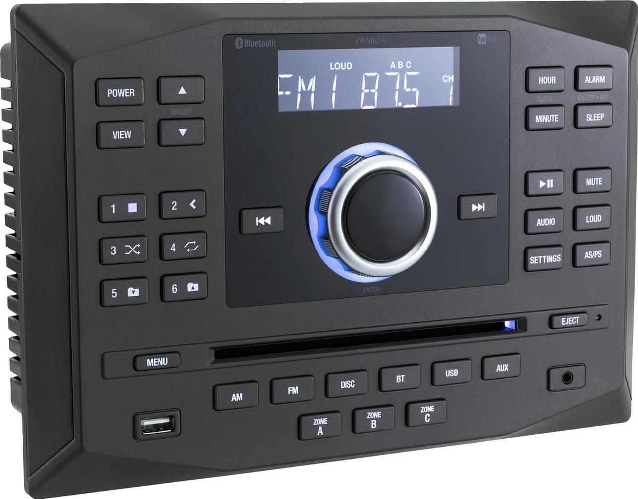 Alt view image 2 of 7 - Jensen JWM62A AM|FM|DVD|CD|USB|AUX|App Ready Bluetooth RV Wallmount Stereo w/ App Control, 3-Speaker Zones / 8 Speaker Output 8X 6 Watt, Receives Bluetooth Audio (A2DP) & Controls (AVRCP) from Devices