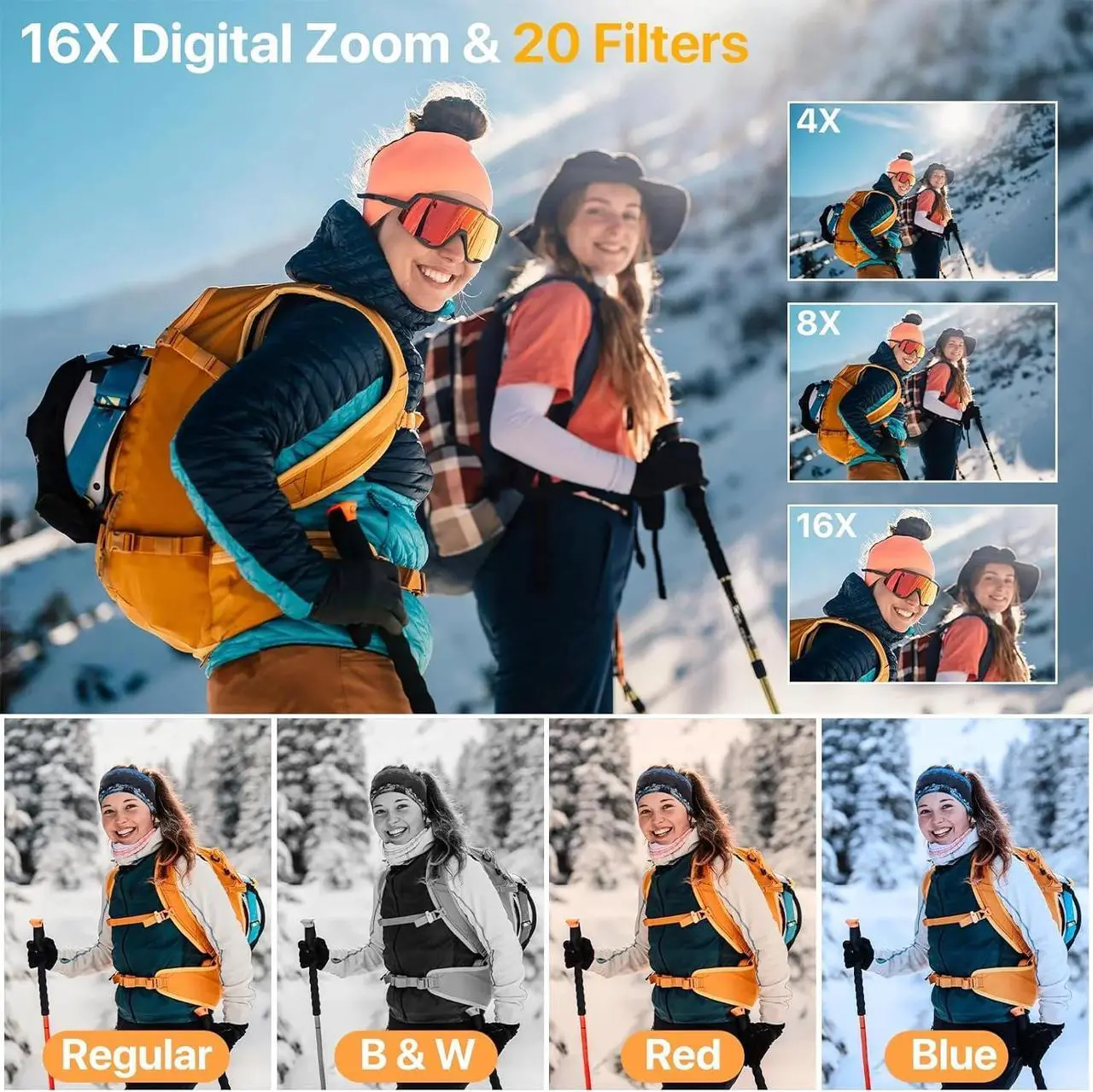 Alt view image 4 of 6 - Digital Camera 4K Vlogging Camera for YouTube with 32G SD Card 180° 3''Flip Screen 16X Autofocus 48MP Video Cameras