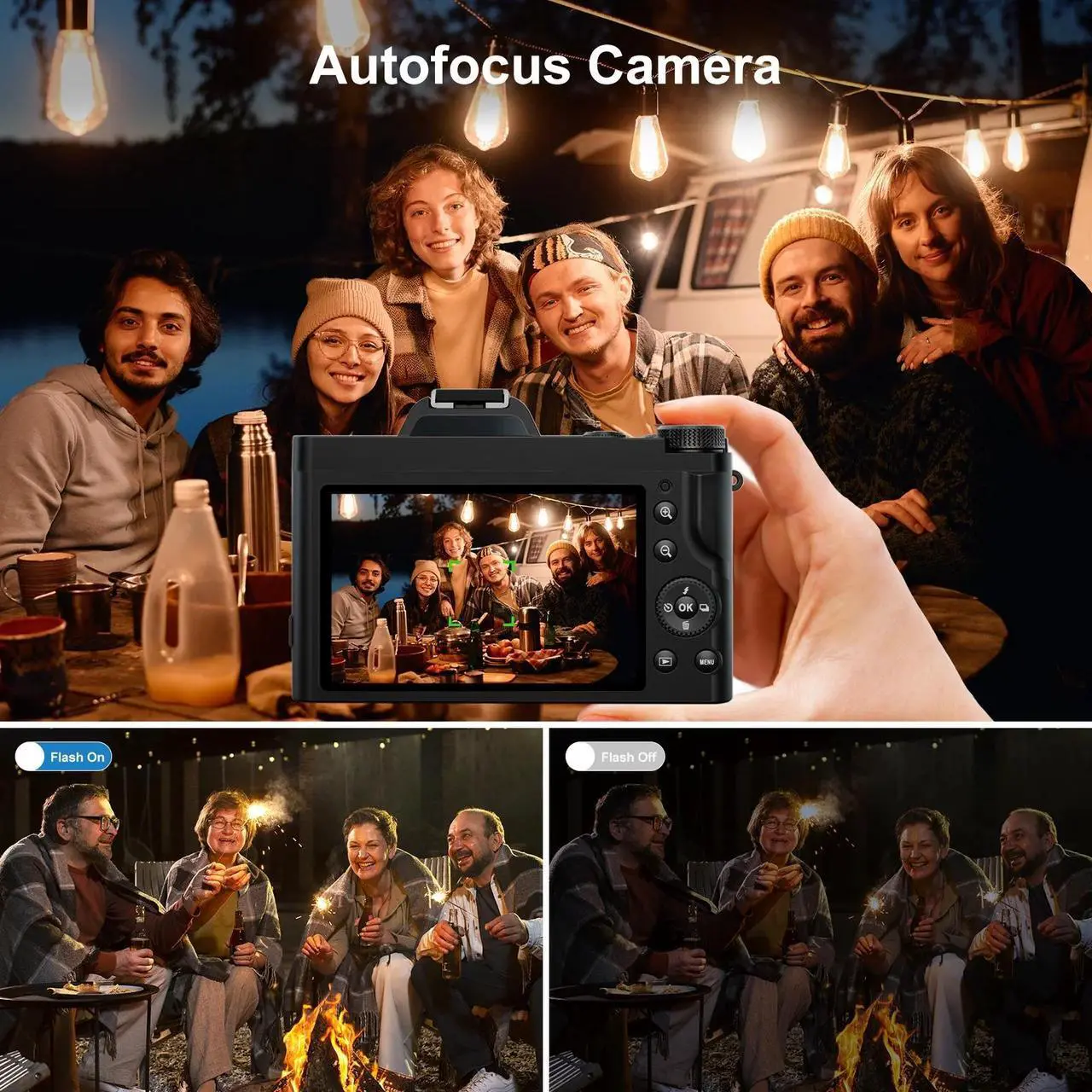 Alt view image 4 of 6 - 5K Digital Camera WiFi Autofocus Vlogging Camera 48MP Compact Video Camera for Youtube with 32G SD Card UV Filter