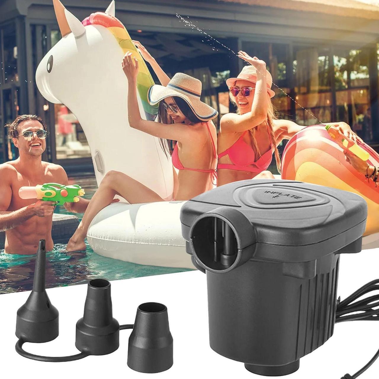 Alt view image 2 of 7 - 12V Electric Air Pump for Inflatables, Portable Quick-Fill Electric Air Mattress Pump, Inflator & Deflator Pumps for Outdoor Camping, Pool Floats, Inflatables Couch, Swimming Ring