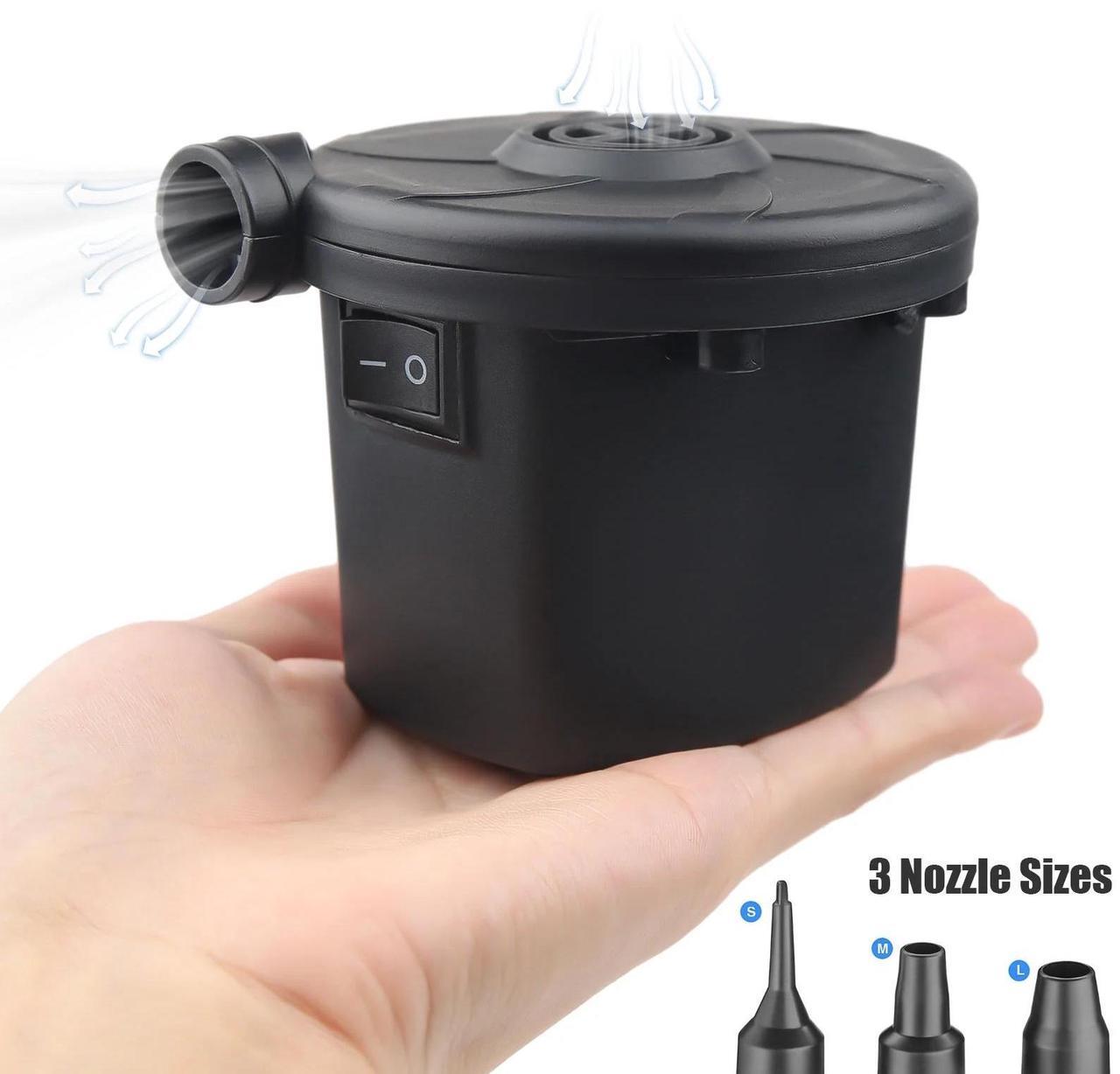 Alt view image 4 of 7 - Electric Air Pump , Quick-Fill Inflator/Deflator with 3 Nozzles , 100V 50W with Car Outlet Adaptor , for Air Mattress Beds, Airbed, Inflatable Pool Float, Black