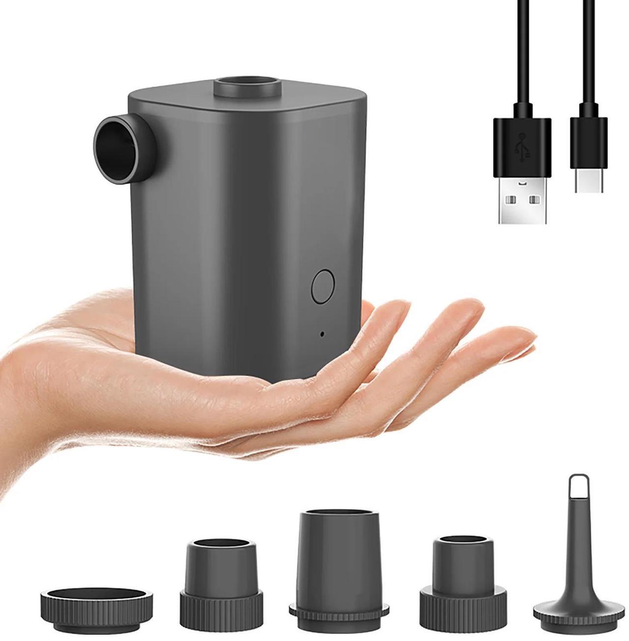 Alt view image 3 of 6 - 2500mAh Battery Rechargeable Electric Air Pump with 5 Nozzles Quickly Inflation/Deflation Portable Swimming Rings Air Mattress Pump for Outdoor