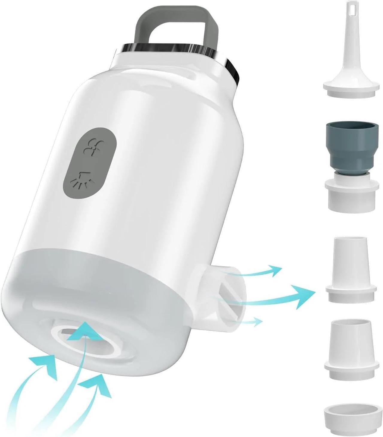 Alt view image 7 of 7 - Electric air Pump for Inflatables, 3600mAh USB Portable Rechargeable Mini Air Mattress Pump, with Led Camping Light for Air Mattress Couch Pool Floats,Blow Up Pool Raft Bed Boat Toys,Vacuum Bags