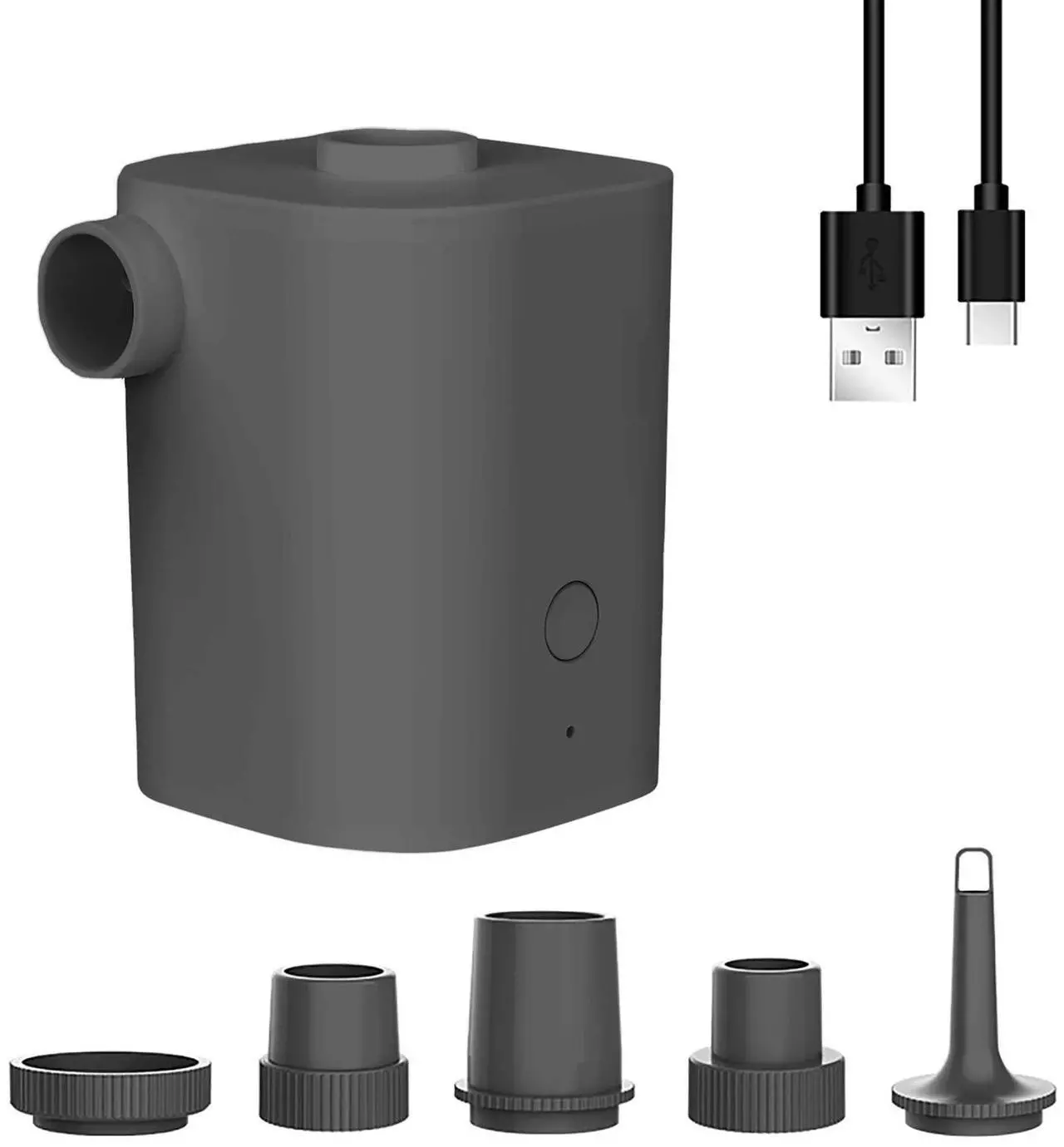 Alt view image 7 of 7 - 2500mAh Battery Rechargeable Electric Air Pump with 5 Nozzles Quickly Inflation/Deflation Portable Swimming Rings Air Mattress Pump for Outdoor