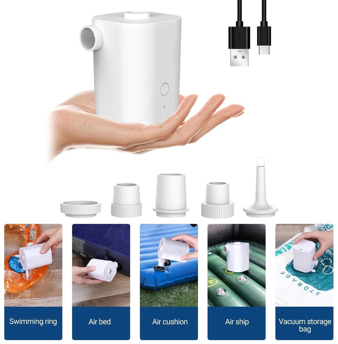 Main image of 2500mAh Battery Rechargeable Electric Air Pump with 5 Nozzles Quickly Inflation/Deflation Portable Swimming Rings Air Mattress Pump for Outdoor