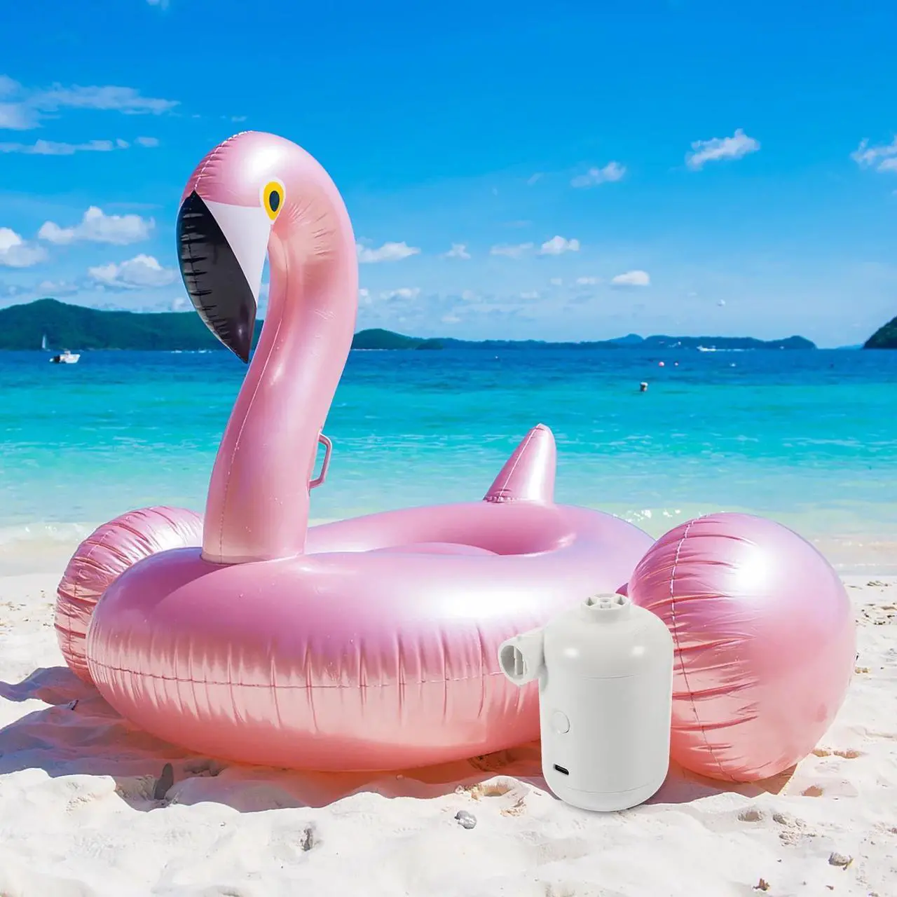 Alt view image 6 of 7 - 2500mAh Battery Rechargeable Electric Air Pump with 5 Nozzles Quickly Inflation/Deflation Portable Swimming Rings Air Mattress Pump for Outdoor