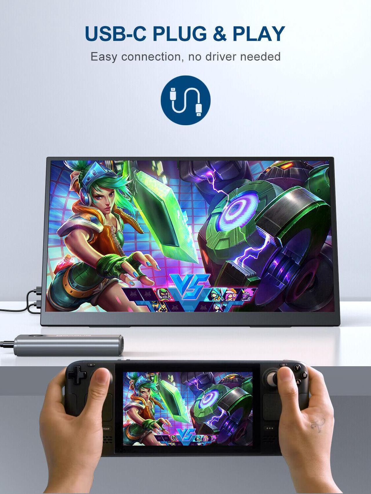 Alt view image 3 of 7 - UPERFECT 100Hz Portable Monitor 18.5" 1080P Gaming Monitor w/Integrated Stand & VESA HDMI 2*Type C Switch Display