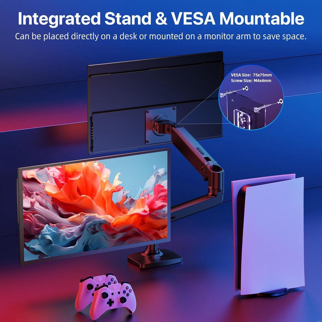 Alt view image 6 of 7 - UPERFECT 18.4" 4K Portable Monitor Ultra HD Gaming Display HDMI Type C*2 Laptop Screen UHD Gaming Monitor 10Bit Adjustable Stand