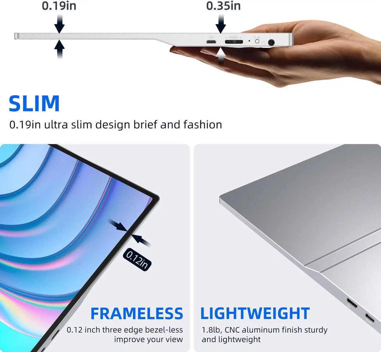 Alt view image 6 of 6 - UPERFECT 15.6" 4K Portable Monitor 3840*2160 4K Portable Display Gaming Monitor USB C HDMI