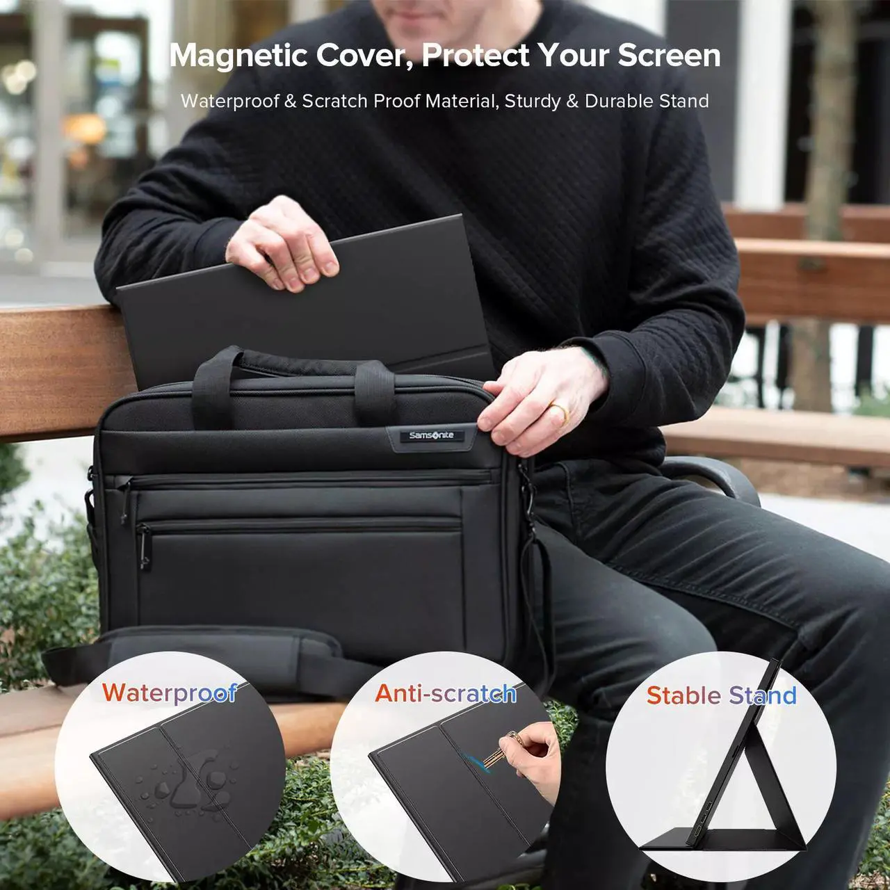 Alt view image 5 of 7 - NEWSOUL Touchscreen 1080P Portable Monitor 15.6" HDMI Dual USB C For Laptop Computer