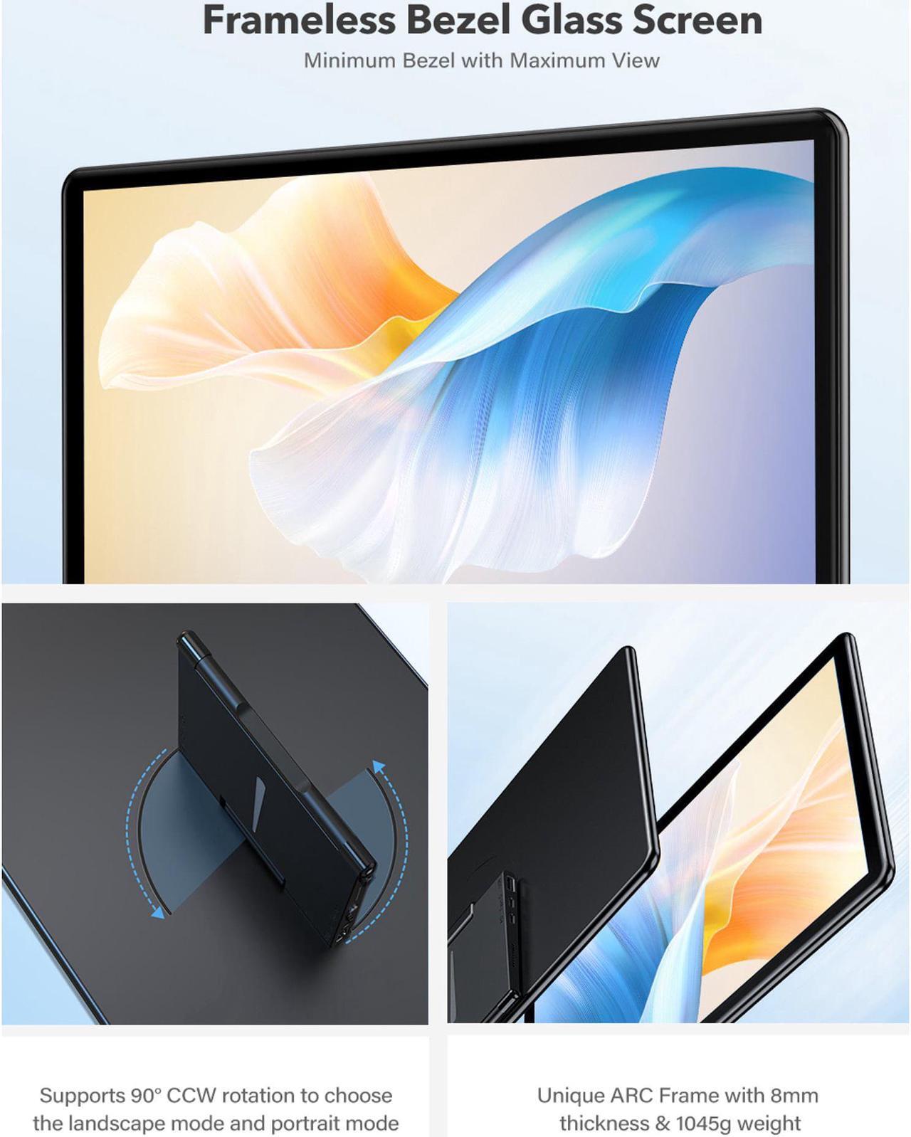 Alt view image 5 of 7 - Touchscreen Gaming Monitor, UPERFECT 15.6 Inch 1080P Portable Laptop Monitor HDMI USB C External Computer Display for Laptop MacBook Phone PS4/5 Switch Xbox Mini PC W/ KickStand