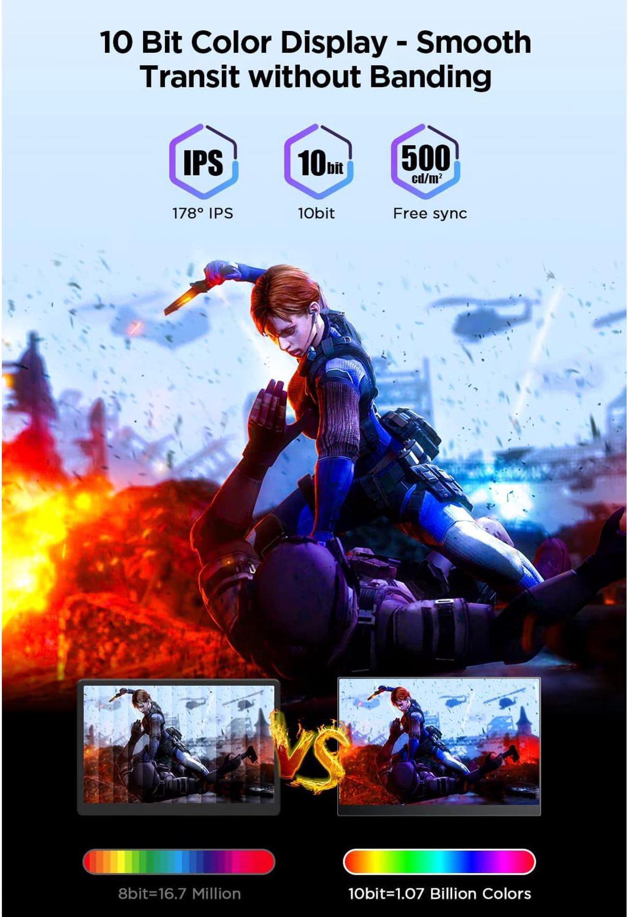 Alt view image 3 of 7 - Portable Monitor 2K 16" Frameless, UPERFECT 500 Nits Brightness 10 Bit Portable Display Screen, IPS HDR FreeSync Eyecare USB C Gaming Monitor 2560X1600 W/ VESA, 1200:1 16:10 Ultra-Wide & Lightweight