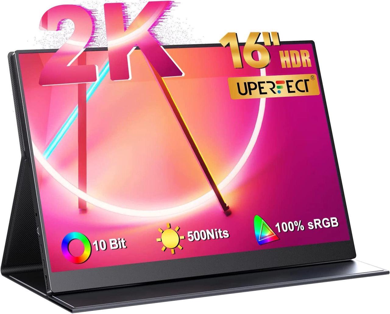 Main image of Portable Monitor 2K 16" Frameless, UPERFECT 500 Nits Brightness 10 Bit Portable Display Screen, IPS HDR FreeSync Eyecare USB C Gaming Monitor 2560X1600 W/ VESA, 1200:1 16:10 Ultra-Wide & Lightweight