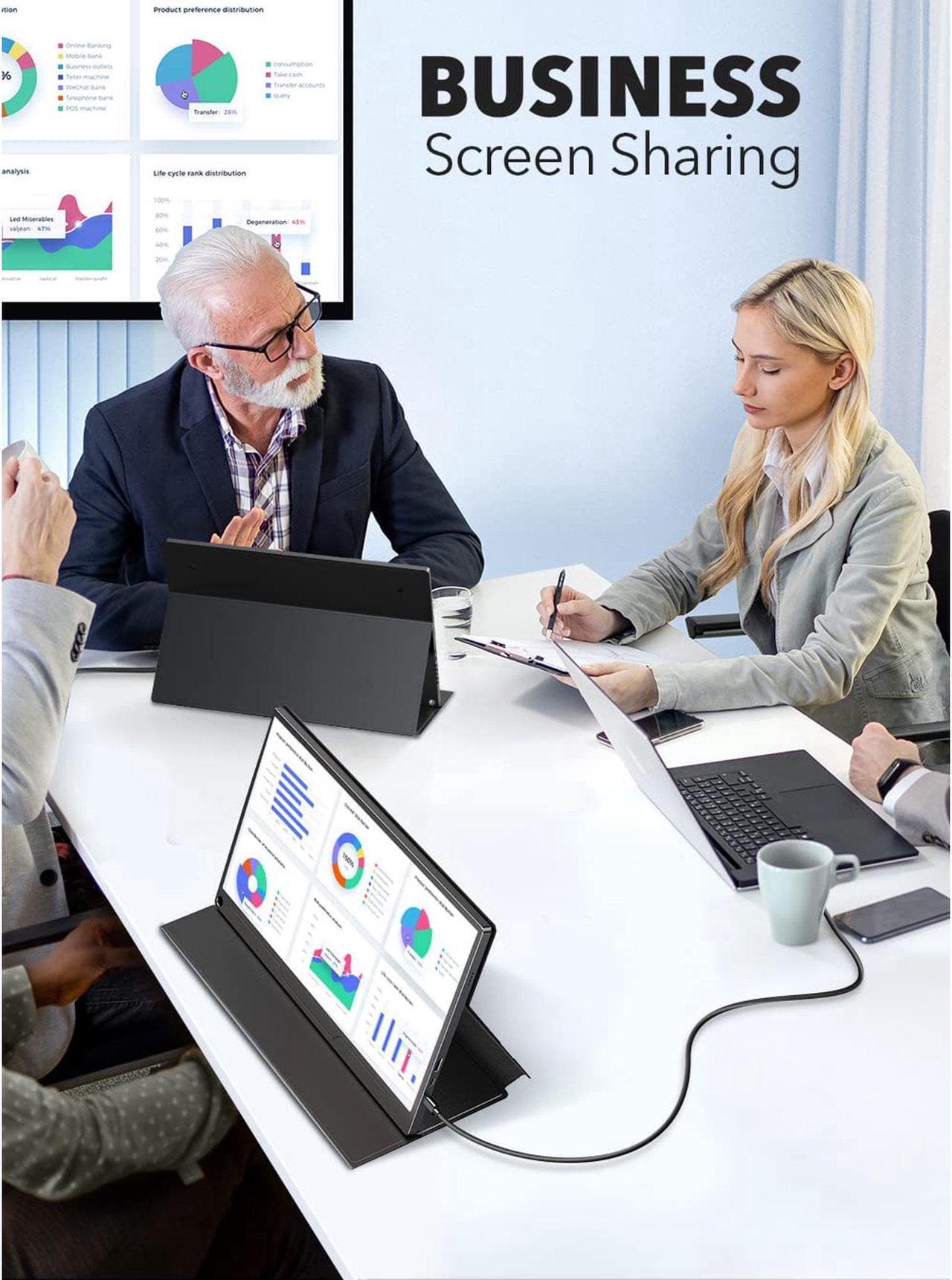 Alt view image 7 of 7 - UPERFECT Portable Monitor, 15.6" 1080P FHD 350 Nits Brightness Computer Display HDMI USB Type-C with Speakers for Laptop PC Cellphone Xbox