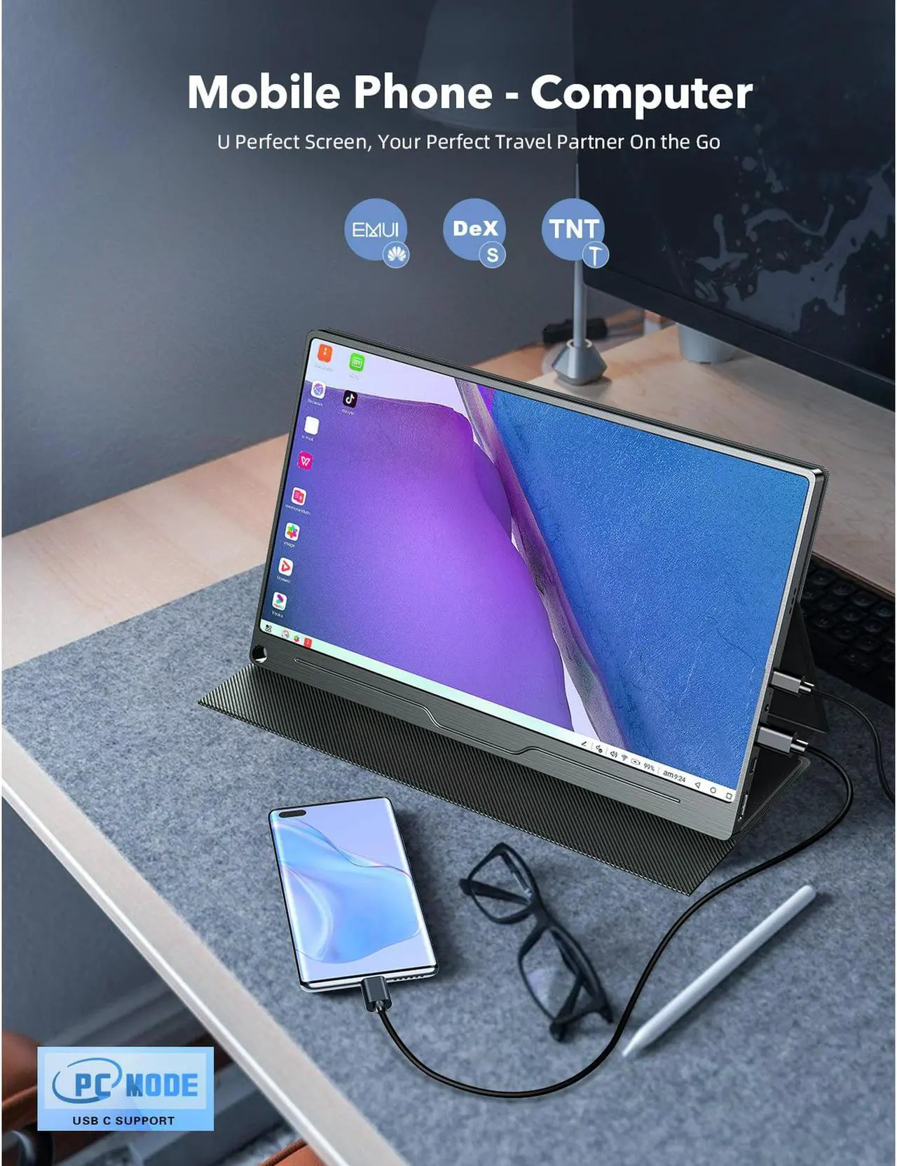 Alt view image 3 of 7 - UPERFECT Portable Monitor 15.6'' 1080P FHD VESA | 100% sRGB High Color Gamut Computer Display | External Laptop Monitor IPS HDR Eye Care Gaming Screen | HDMI USB Type C OTG Dual Speakers