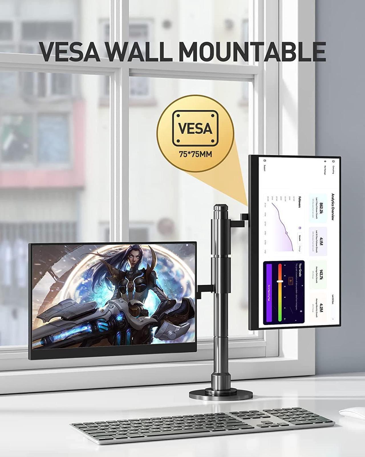 Alt view image 4 of 7 - Portable Monitor 144hz 17.3 inch 100% sRGB FHD HDR IPS 1920x1080 VESA Ultra-Slim Screen Dual Speakers with Type-C Mini HDMI for Laptop Phone PC Switch ps5 Xbox MacBook Mac