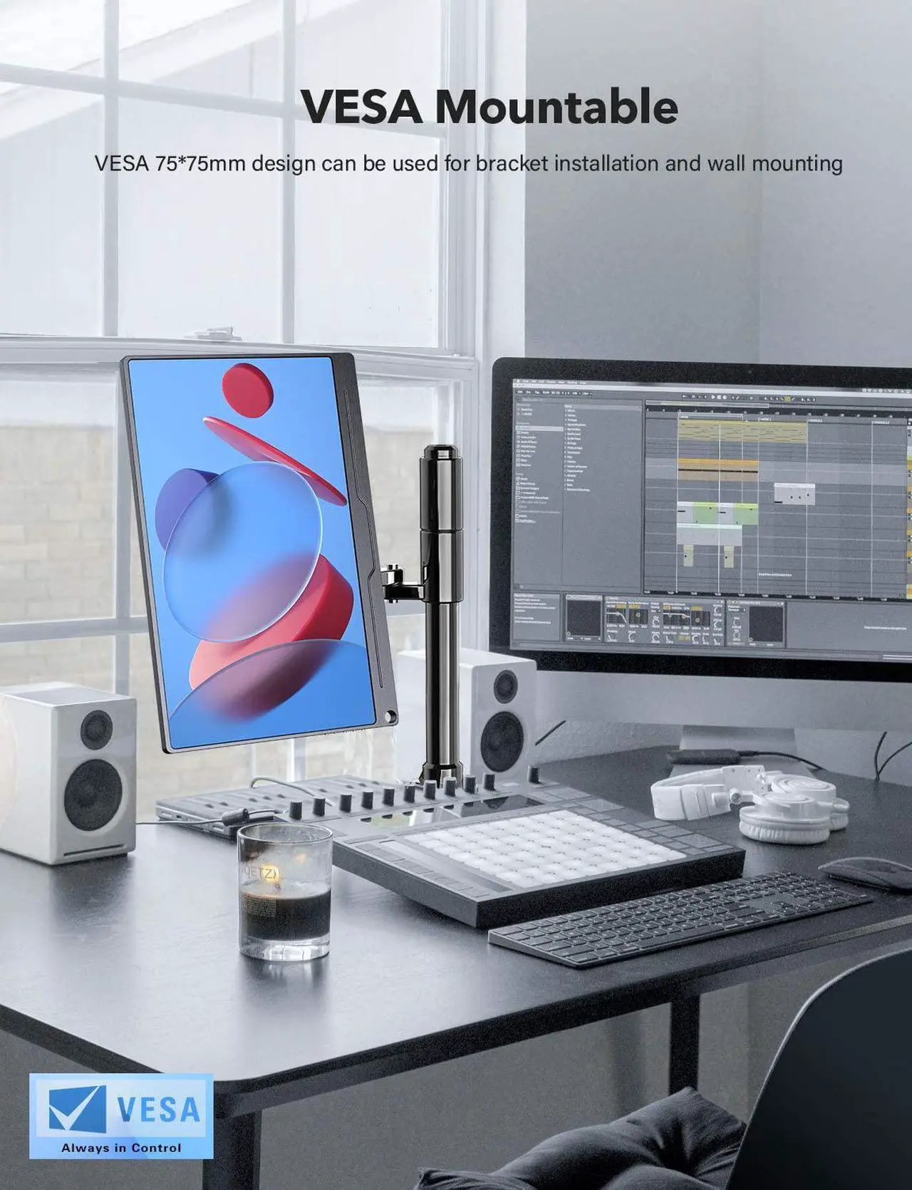 Alt view image 6 of 7 - UPERFECT Portable Monitor 15.6'' Computer Display [100% sRGB High Color Gamut] 1920×1080 USB C Monitor FHD Eye Care Gaming Screen IPS Mini HDMI Type C OTG Dual Speaker VESA, Included Smart Cover Stand