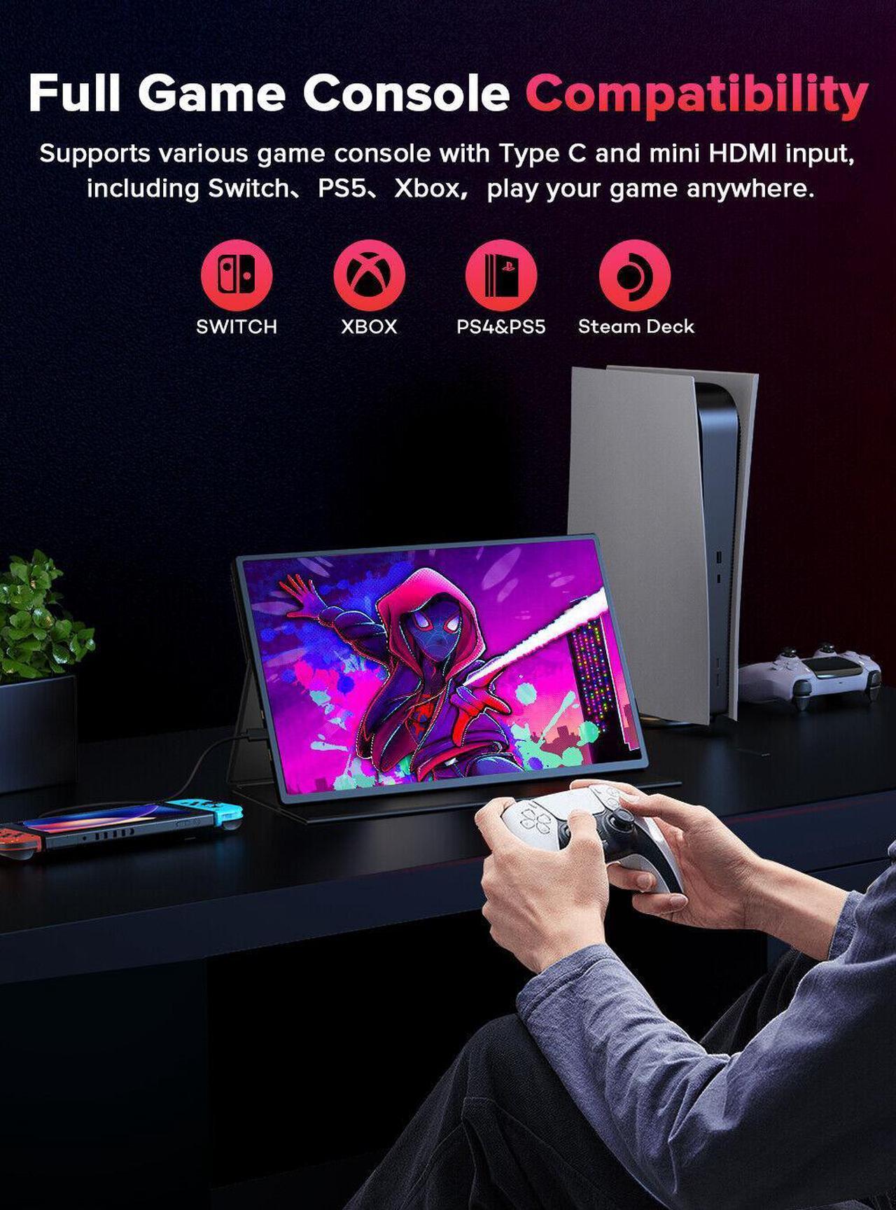 Alt view image 4 of 7 - UPERFECT 16" Portable Monitor 2K 144HZ HDR FreeSync Portable Gaming Monitor For Laptop, PS5, Xbox, Switch