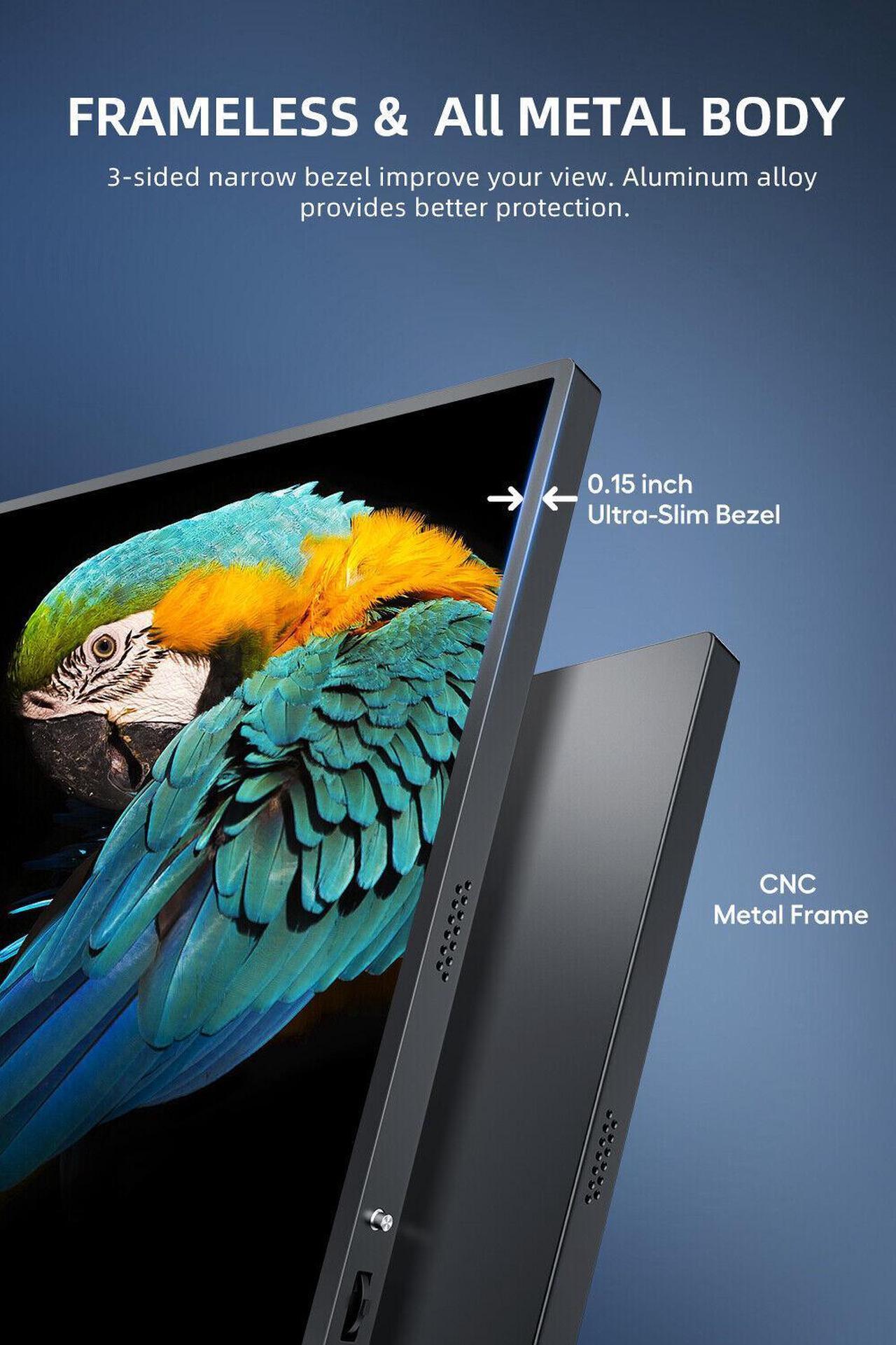 Alt view image 4 of 7 - UPERFECT 18.5" 1080P Portable Monitor VESA & Speakers, Frameless IPS HDR Gaming Monitor