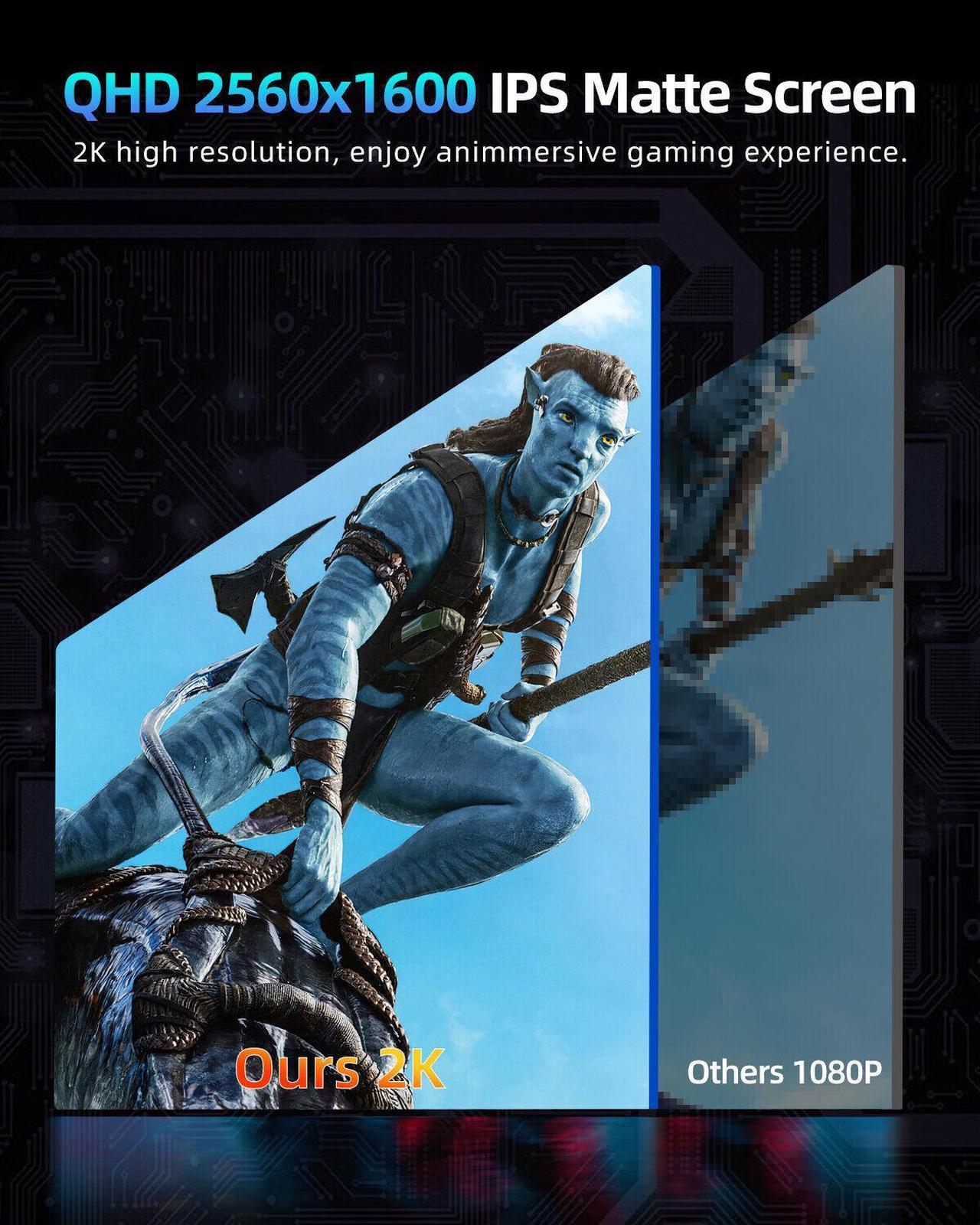 Alt view image 3 of 7 - UPERFECT 144 Hz Gaming Monitor 2560 x 1600 HDR Portable Monitor Narrow Border, Frosted Monitor Plug and Play, Widely Compatible With Housing and Integrated Speakers