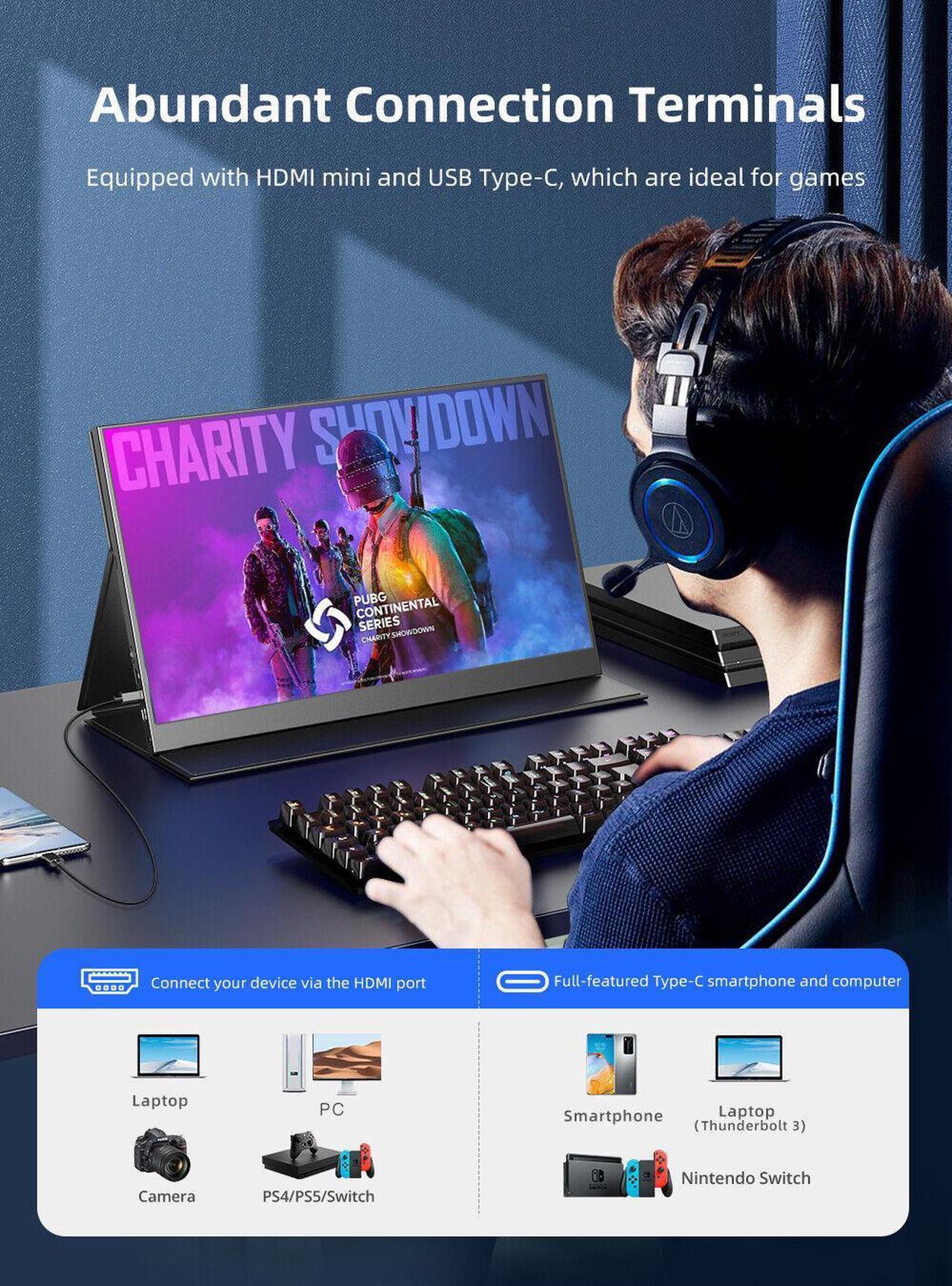 Alt view image 7 of 7 - UPERFECT Portable Monitor 17.3" 1080P, IPS HDR Computer Display, HDMI USB-C External Monitor for Laptop Monitor