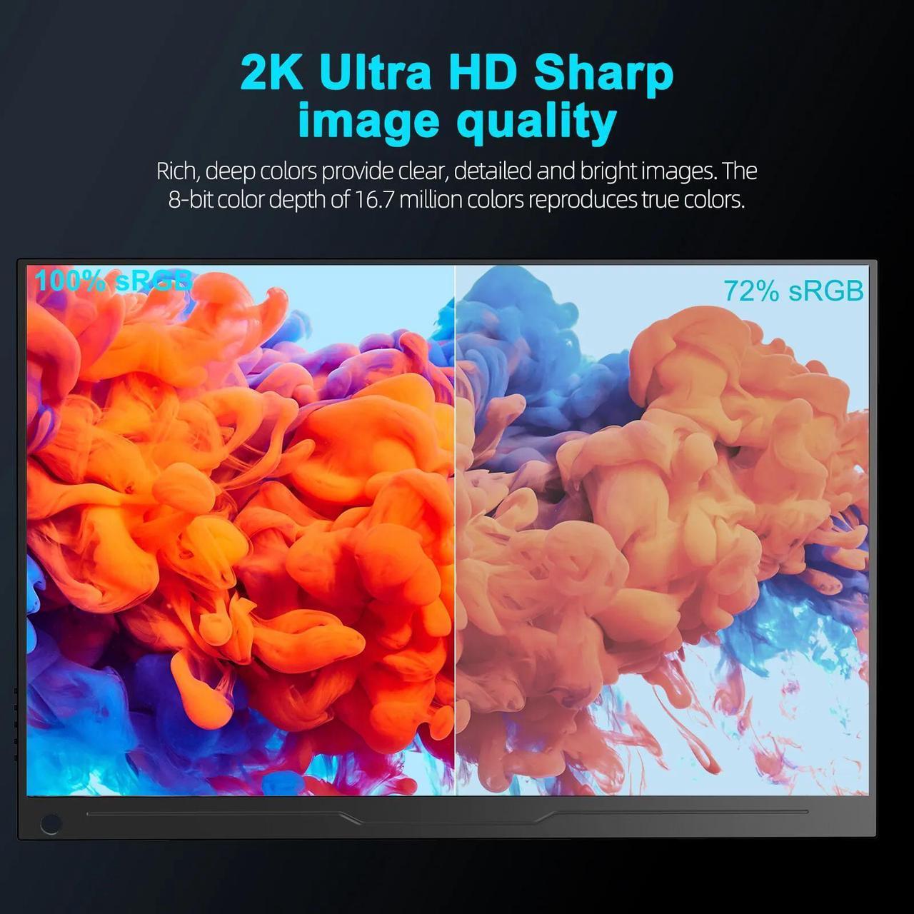 Alt view image 2 of 7 - UPERFECT 2K 144Hz Portable Monitor 17.3" 1440P QHD Gaming Computer Monitor FreeSync