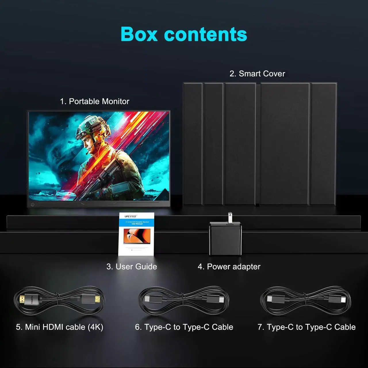 Alt view image 7 of 7 - UPERFECT 17.3" Portable Monitor 2560*1440 144Hz FreeSync Gaming Monitor for PS5 Xbox