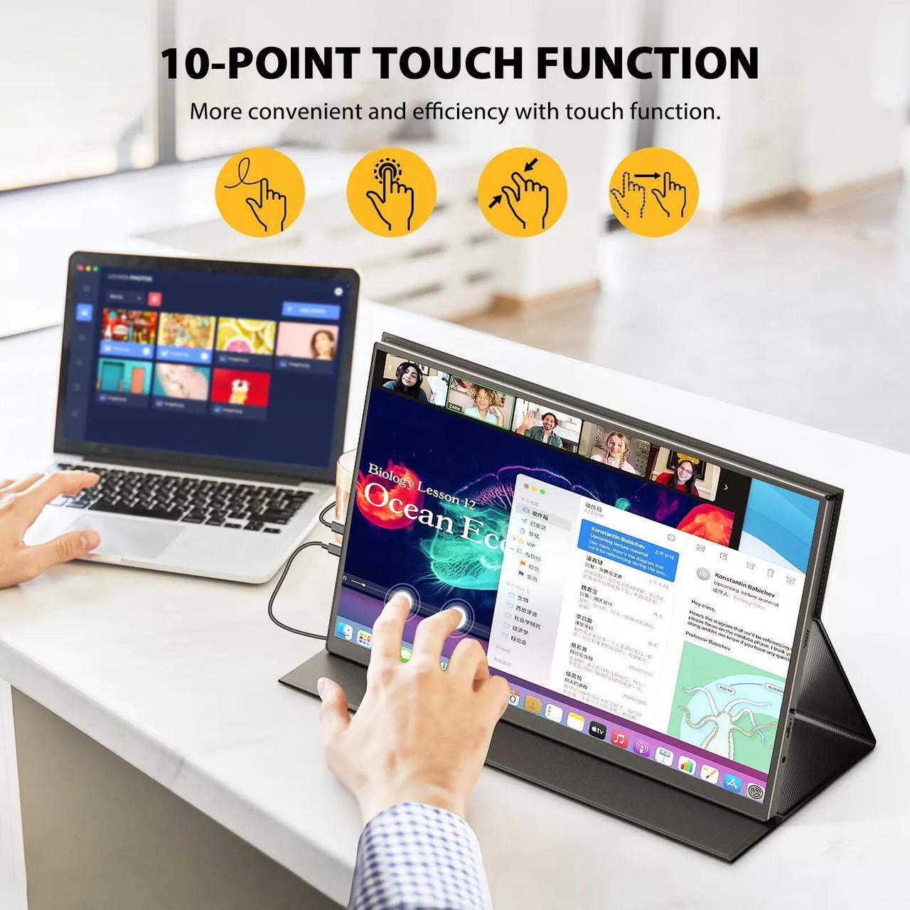 Alt view image 5 of 7 - UPERFECT 18.5" 120Hz Touchscreen Portable Monitor 1080P 120Hz Gaming Monitor 1ms FreeSync Ultra Slim HDMI USB C w/VESA