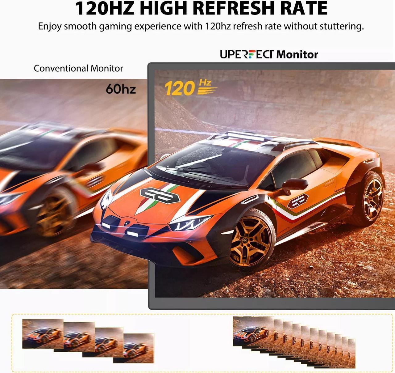 Alt view image 3 of 7 - UPERFECT 18.5" 120Hz Touchscreen Portable Monitor 1080P 120Hz Gaming Monitor 1ms FreeSync Ultra Slim HDMI USB C w/VESA