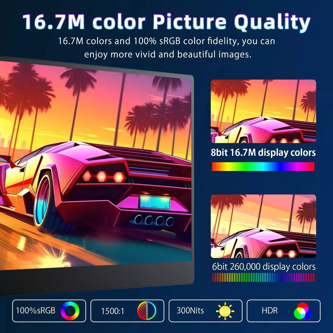 Alt view image 3 of 7 - UPERFECT 4K Monitor 13.3 Inch 3840x2160 Portable Monitor 4K Gaming Monitor USB C Screen UHD Travel Monitor w/Satnd & Speakers