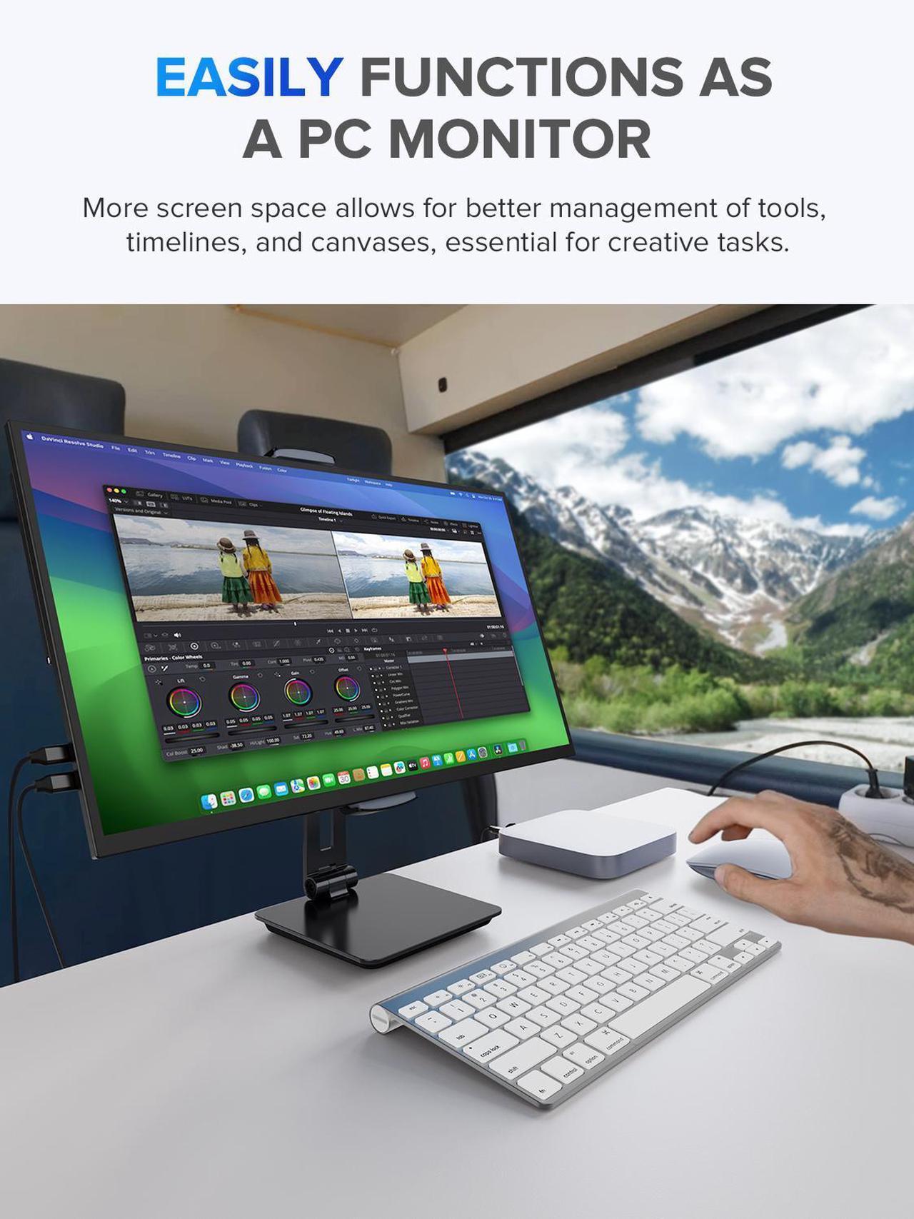 Alt view image 2 of 7 - UPERFECT 22" 2K Touchscreen Portable Monitor w/VESA & 180°Adjustable Stand 2560x1440 QHD FreeSync IPS HDR Large Gaming Monitor USB-C HDMI Travel Second Monitor for Laptops, Steamdeck, MacBook, Phones