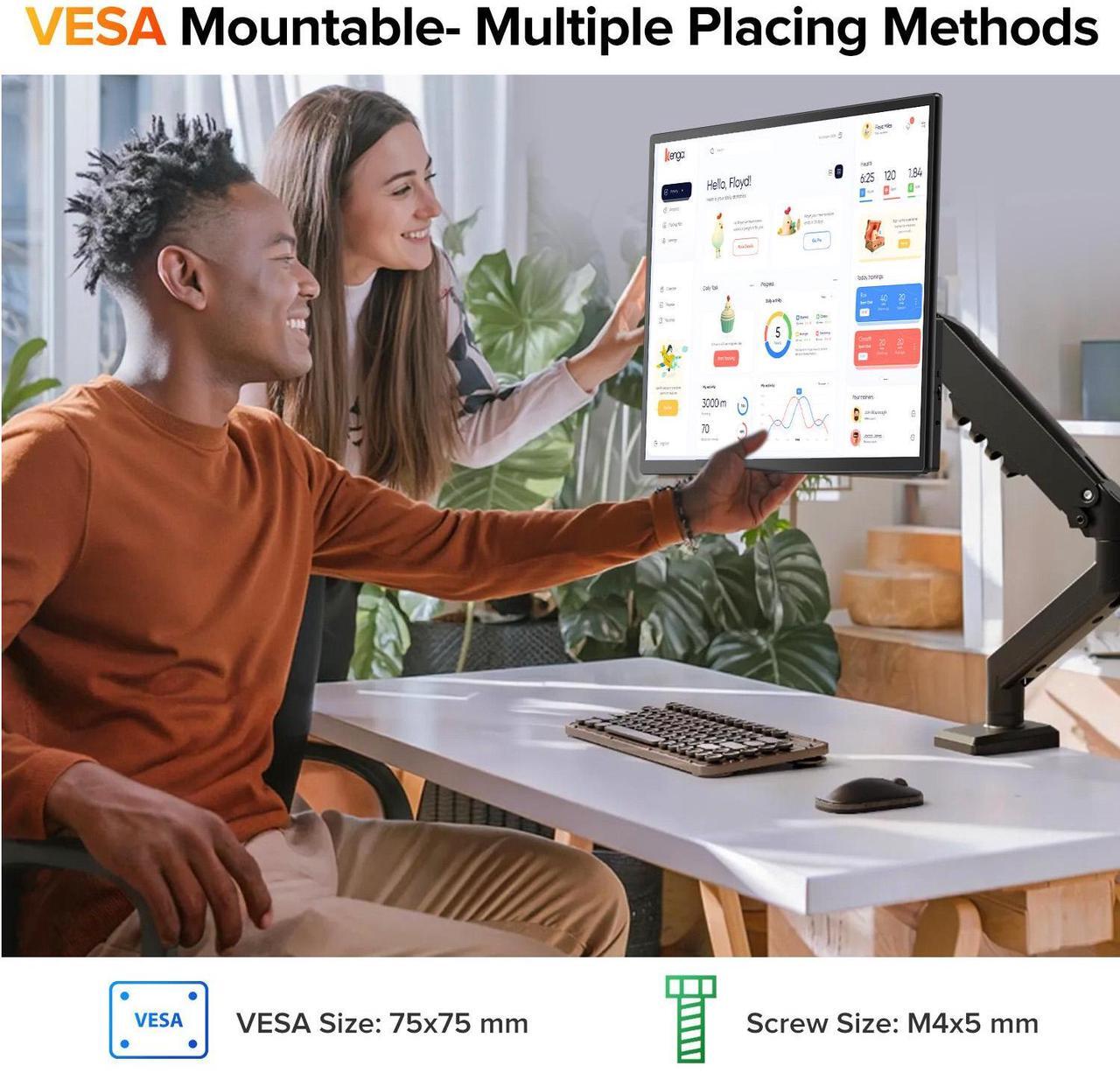 Alt view image 6 of 7 - UPERFECT 21.5" 120Hz Touchscreen Portable Monitor with Kickstand & VESA Mount, HDMI & Type-C, for Gaming, Laptops, Steamdeck, MacBook, Phones, Mini PC