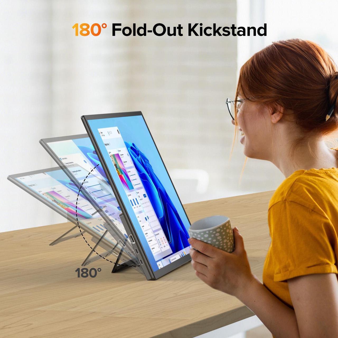 Alt view image 5 of 7 - UPERFECT 21.5" 120Hz Touchscreen Portable Monitor with Kickstand & VESA Mount, HDMI & Type-C, for Gaming, Laptops, Steamdeck, MacBook, Phones, Mini PC