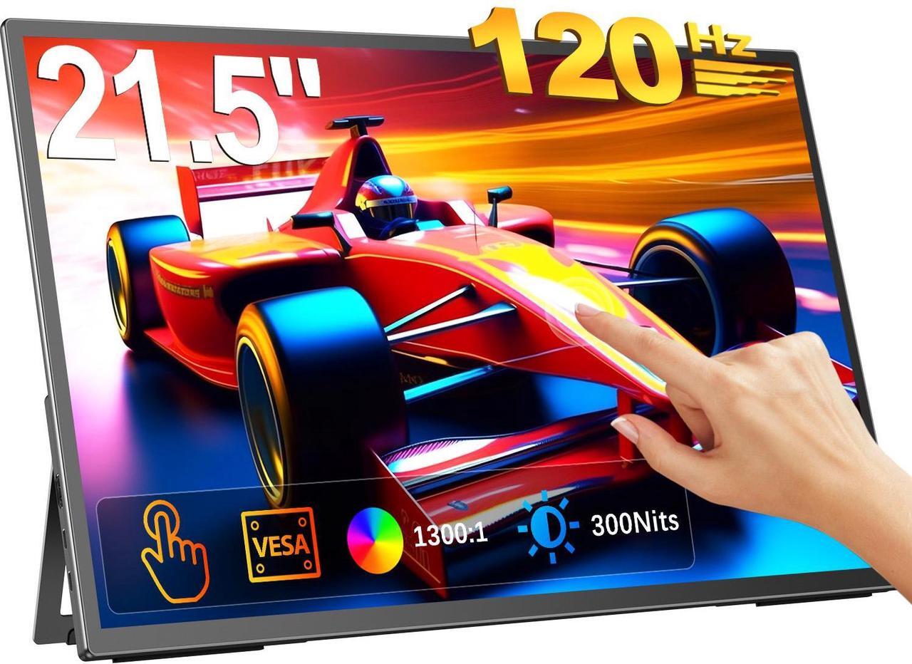 Main image of UPERFECT 21.5" 120Hz Touchscreen Portable Monitor with Kickstand & VESA Mount, HDMI & Type-C, for Gaming, Laptops, Steamdeck, MacBook, Phones, Mini PC