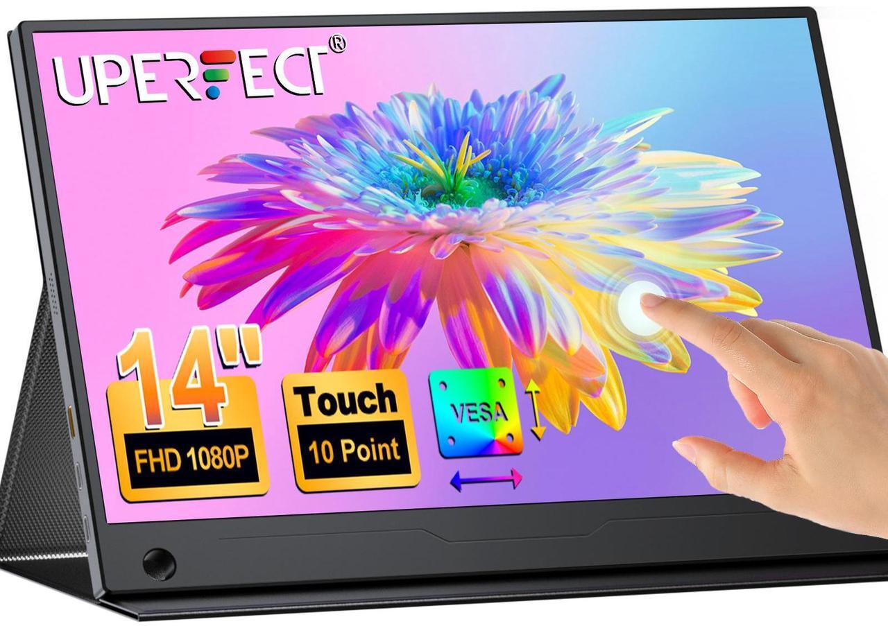 Main image of UPERFECT 14" 1080P Portable Touchscreen Monitor with IPS Panel, FreeSync, HDR, Multi-Touch, Built-in Speakers & VESA Mount for Laptop, PC, Console