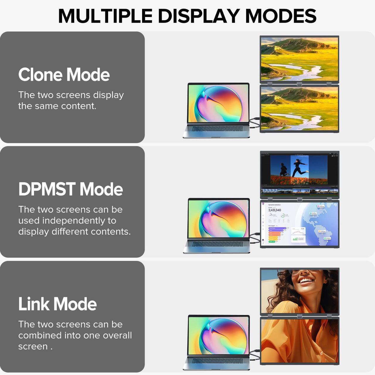 Alt view image 7 of 7 - UPERFECT 18.5" 100Hz Dual Touchscreen Monitor with HDR, 360° Folding, VESA & Stand for Laptop, PC, Phone, Game Console (Plug & Play, No Driver Needed)