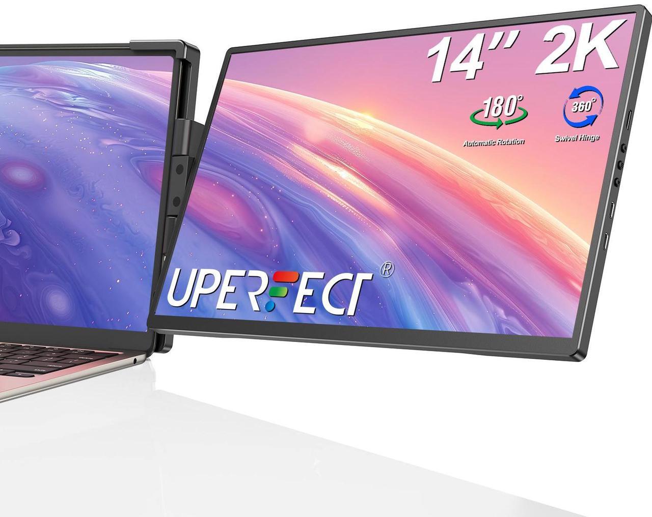 Main image of UPERFECT 2K 14" 360° Swivel Hinge Laptop Screen Extender, 2240x1400 QHD IPS Portable Monitor for 14"-17" Laptops - Plug & Play with Mac, Win, Dex (Only one Screen)