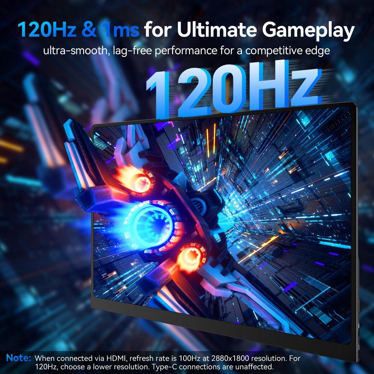 Alt view image 3 of 7 - UPERFECT 16" OLED Portable Monitor - 3K 2880x1800, 120Hz, 0.1ms, 500 Nits, 100% DCI-P3, 100000:1 Contrast, Ultra-Slim Design for Laptops, Mini PCs, Phones, Game Consoles