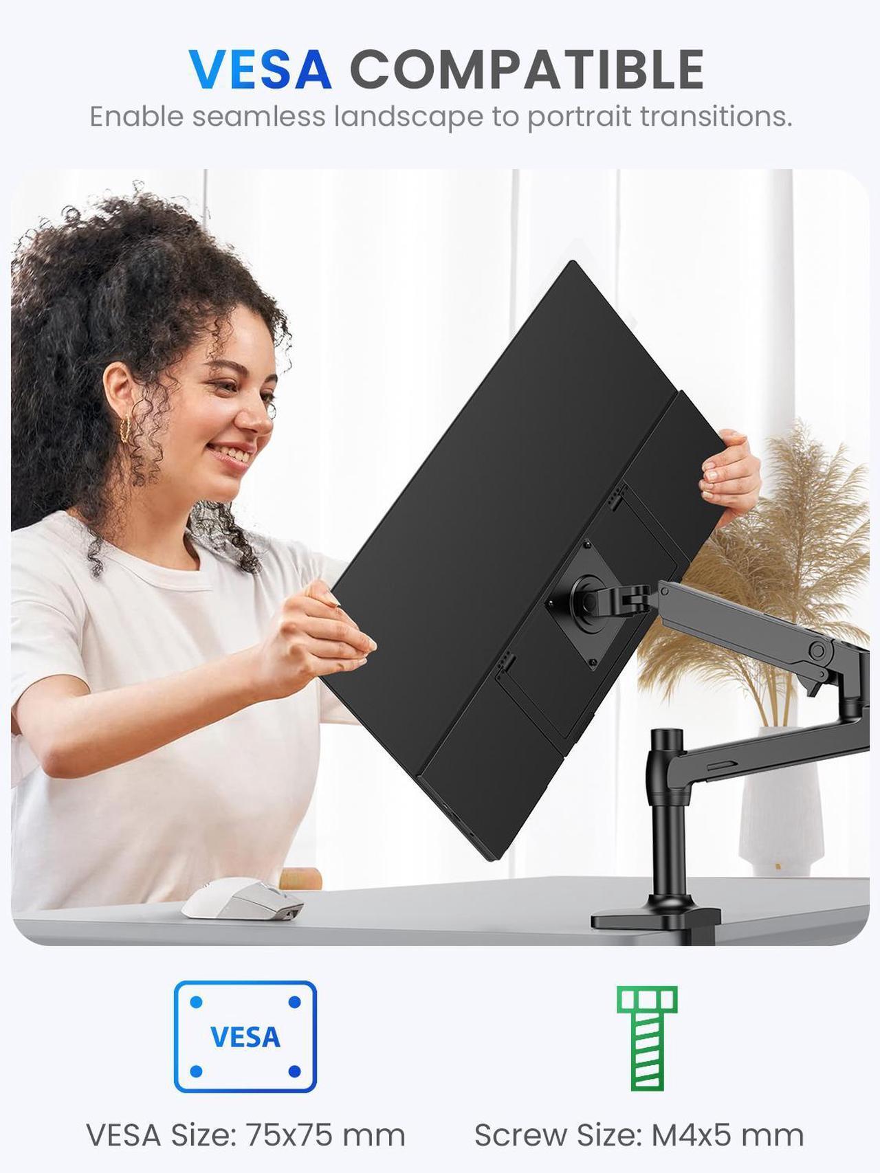 Alt view image 5 of 7 - UPERFECT 21.5 Inch 120HZ Portable Monitor w/Kickstand & VESA, Large Portable Gaming Monitor with HDMI Type C, External Dispaly for Laptops, Steamdeck, MacBook, Phones, Mini PC
