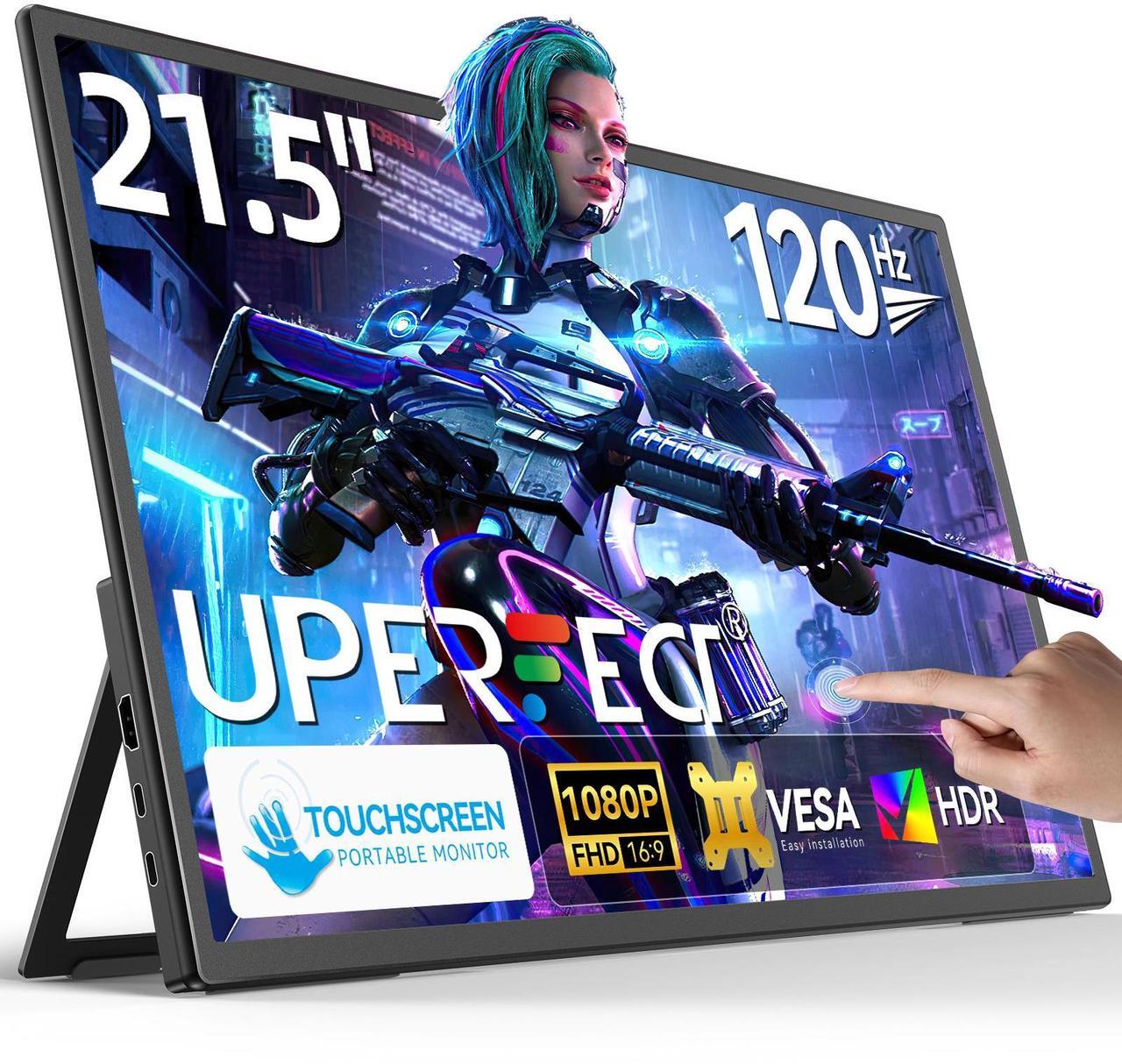 Main image of UPERFECT 21.5 Inch 120HZ Touchscreen Portable Monitor w/Kickstand & VESA, Large Portable Gaming Monitor with HDMI Type C, External Display for Laptops, Steamdeck, MacBook, Phones, Mini PC