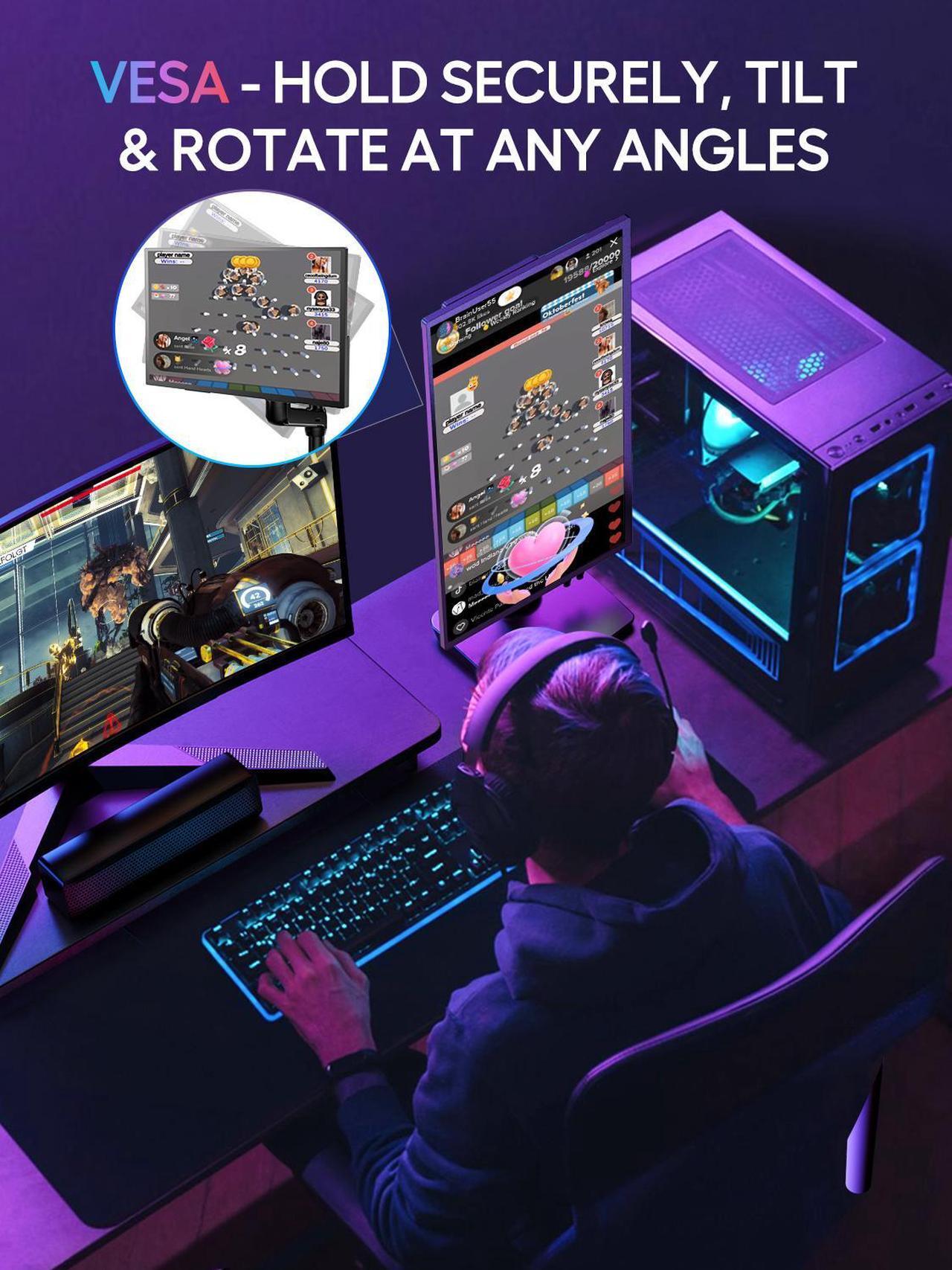 Alt view image 6 of 7 - UPERFECT Portable Monitor 18.4" 4K 60Hz 10-Bit HDR IPS Gaming Monitor with VESA, 180° Adjustable Stand, Ultra-Slim & Lightweight Frameless Design, FreeSync, Portable Travel Second Monitor for Laptops