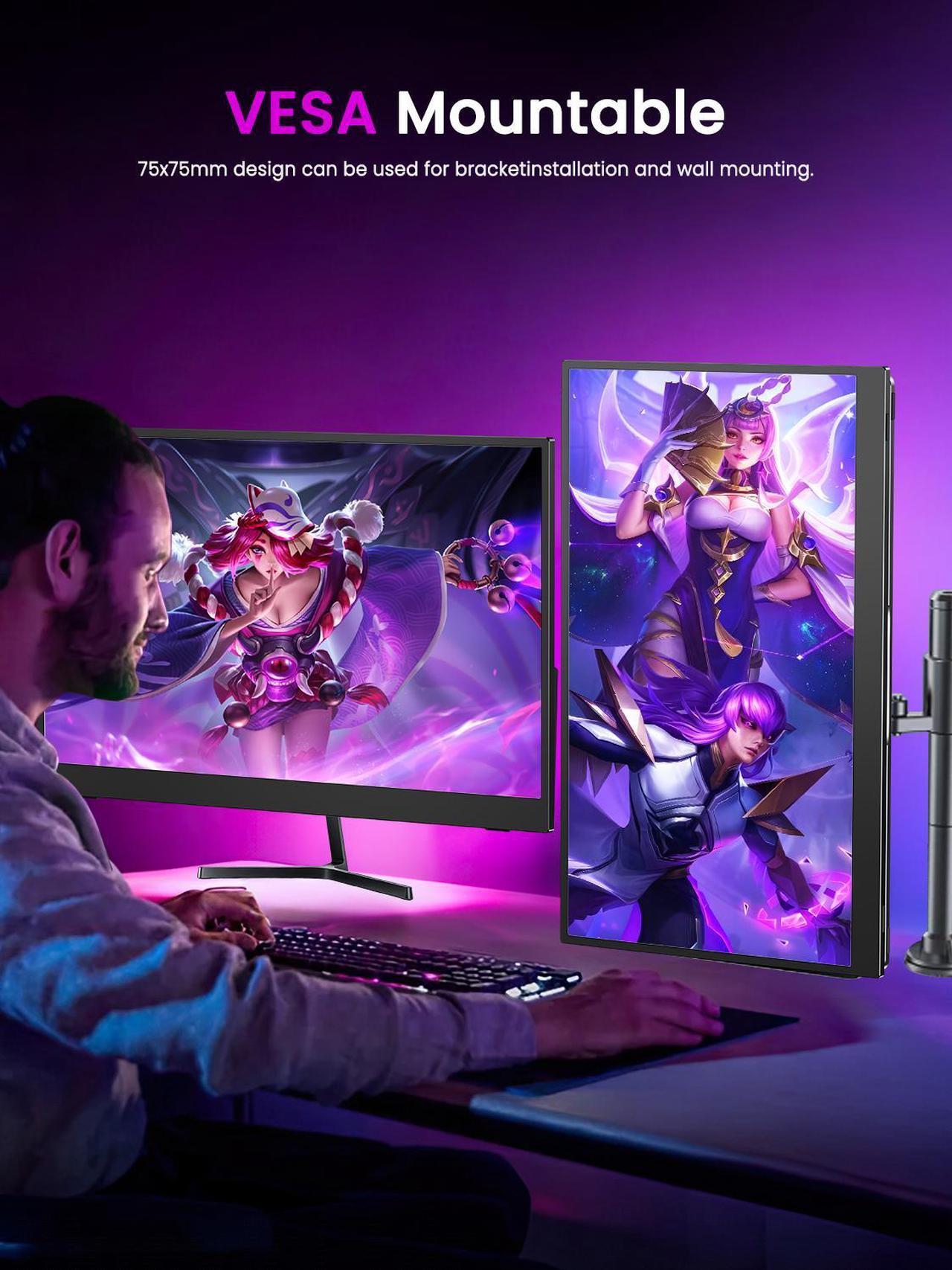 Alt view image 5 of 7 - UPERFECT Portable Monitor 4K, 17.3'' UHD FreeSync 100% Adobe RGB 500 Nits Brightness HDR IPS 2 Speakers Eye Care Game Display Type-C HDMI for Xbox PS4 Switch Laptop PC Phone Mac, VESA & Smart Case