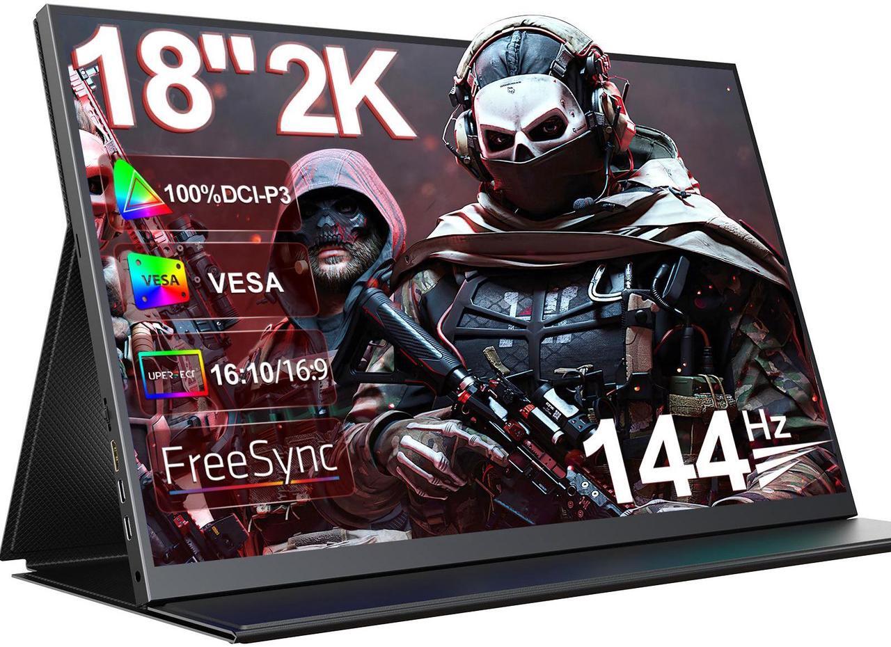 Main image of UPERFECT UGame K118 18" 2K 144Hz Portable Gaming Monitor with 100% DCI-P3, FreeSync, HDR, VESA Mount, and Eye-Care Features