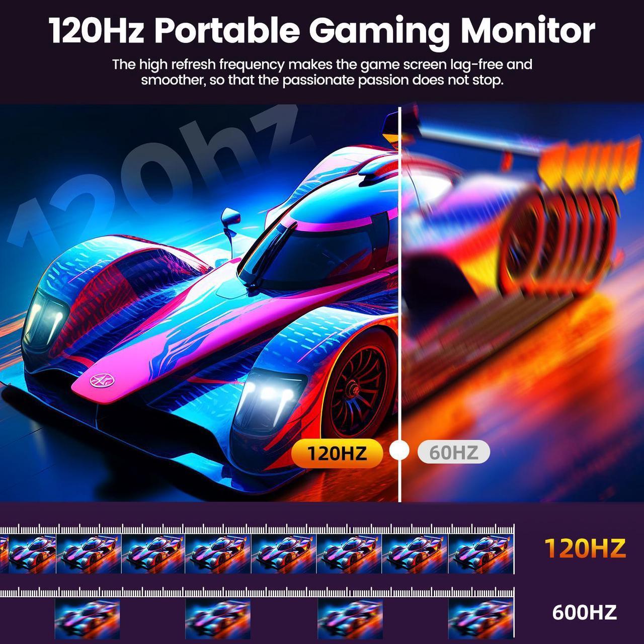 Alt view image 2 of 7 - UPERFECT 18.5" 120Hz Portable Monitor 1080P FHD Portable Gaming Monitor Freesyc Screen For Switch Xbox PS