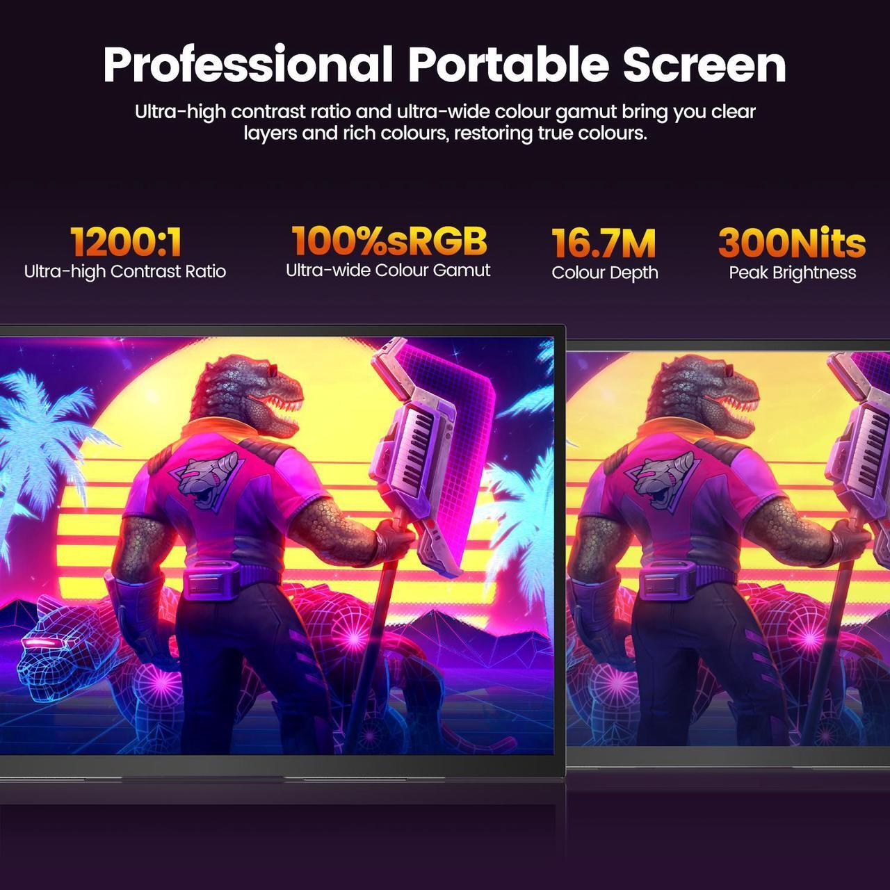 Alt view image 3 of 7 - UPERFECT 18.5" 120Hz Portable Monitor 1080P FHD Portable Gaming Monitor Freesyc Screen For Switch Xbox PS