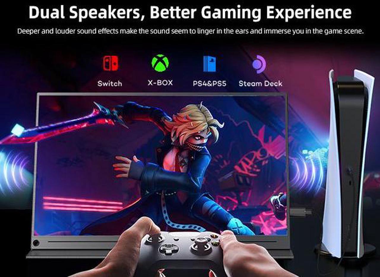 Alt view image 4 of 7 - UPERFECT 144 Hz Gaming Monitor 2560 x 1600 HDR Portable Monitor Narrow Border, Frosted Monitor Plug and Play, Widely Compatible With Housing and Integrated Speakers