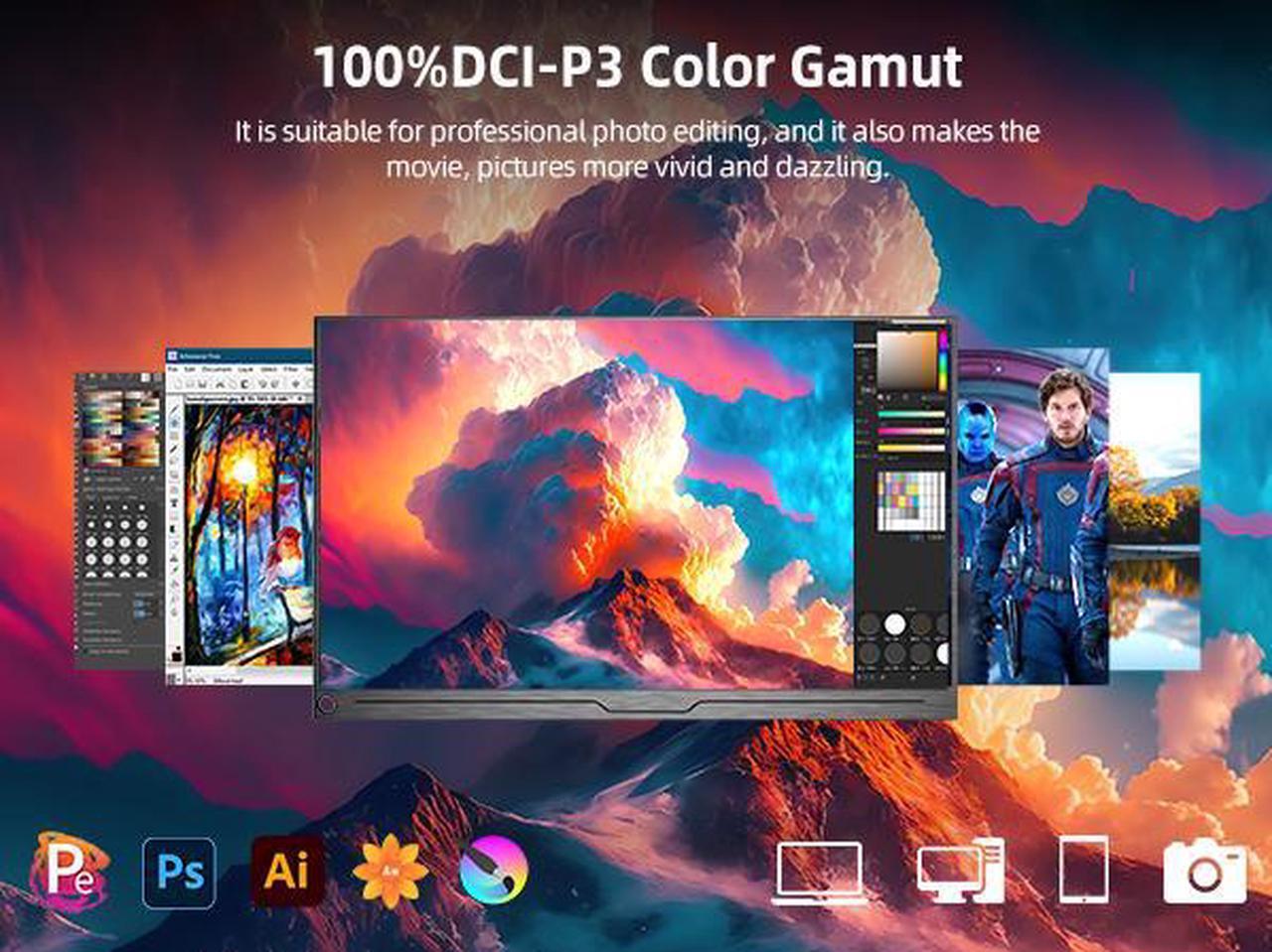 Alt view image 3 of 7 - UPERFECT 144 Hz Gaming Monitor 2560 x 1600 HDR Portable Monitor Narrow Border, Frosted Monitor Plug and Play, Widely Compatible With Housing and Integrated Speakers