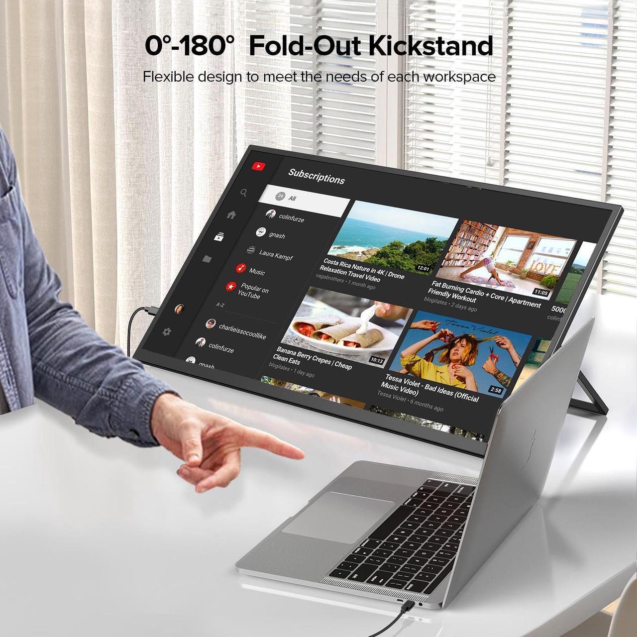 Alt view image 6 of 7 - UPERFECT 22" QHD 2560x1440 Portable Monitor 2K FreeSync IPS HDR Gaming Display with 180° Adjustable Stand USB-C & HDMI for Laptop, Switch, Phone